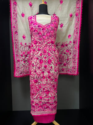 Phulkari Embroidery Chanderi Salwar Set | VET316
