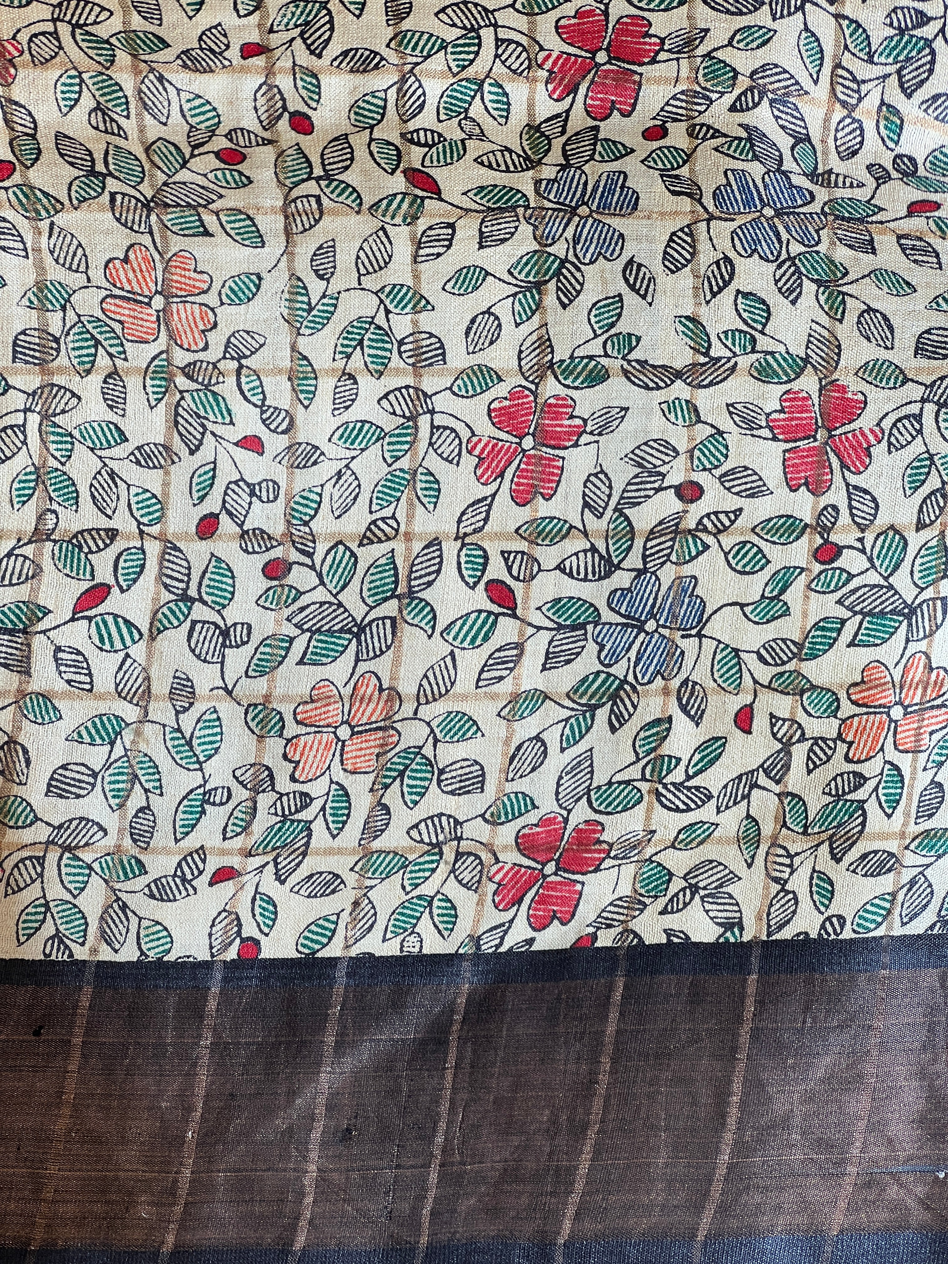 Bandhani & Madhubani Print Detailed Tussar Saree | RGD1056