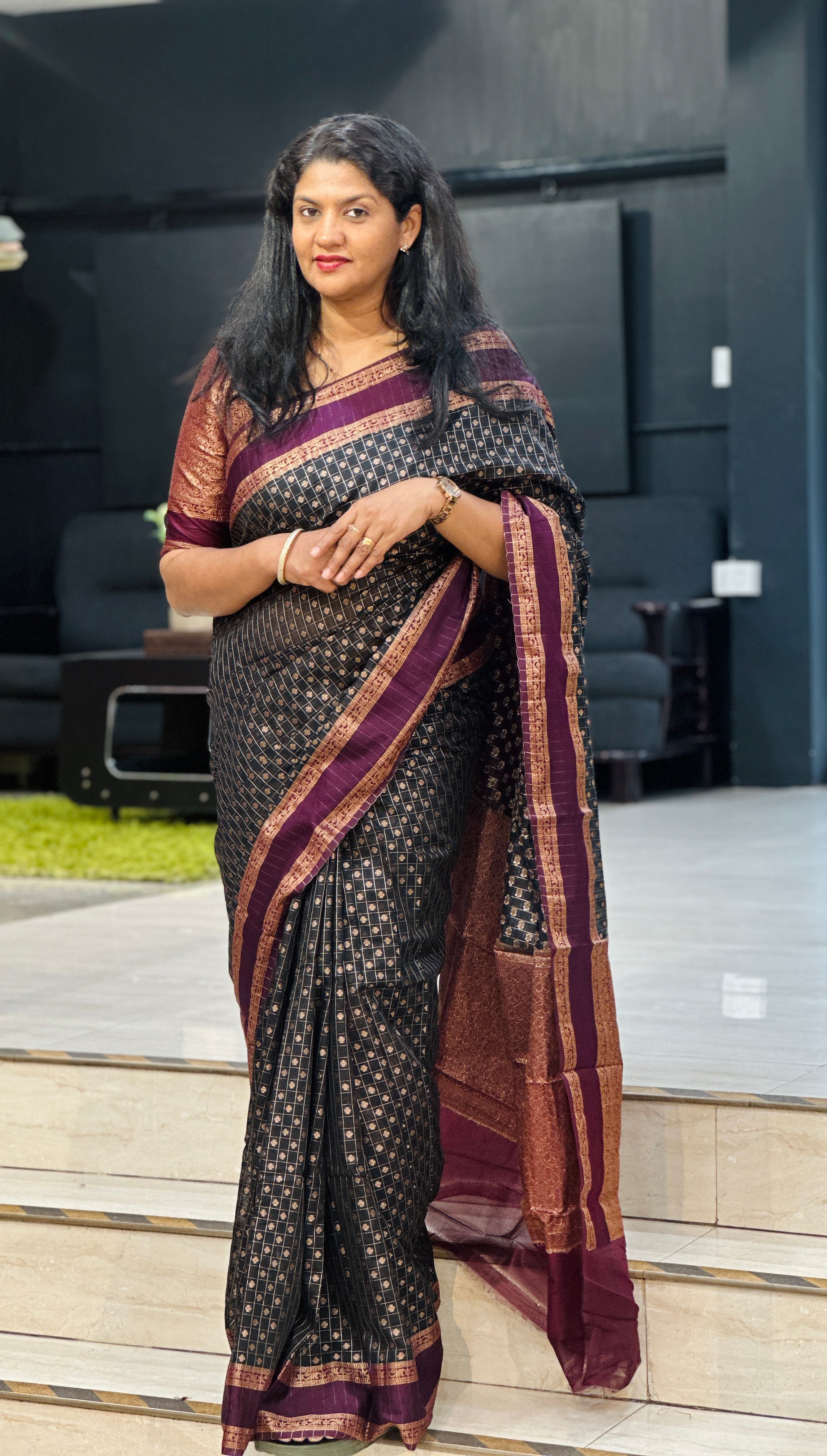 Check Pattern Semi Silk Saree | ZSS586
