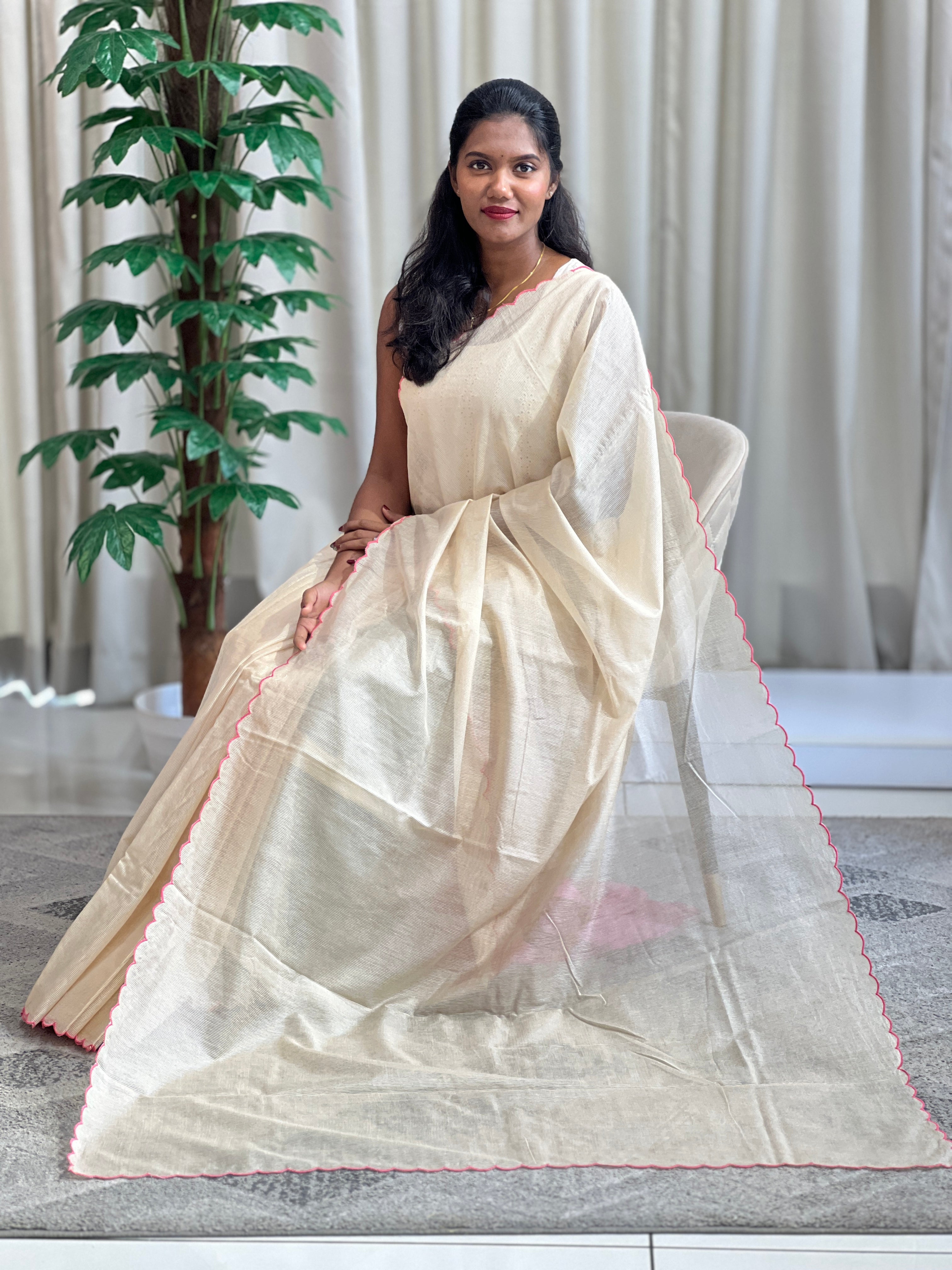 Scallop Pattern Supernet Kota Saree | SS1476