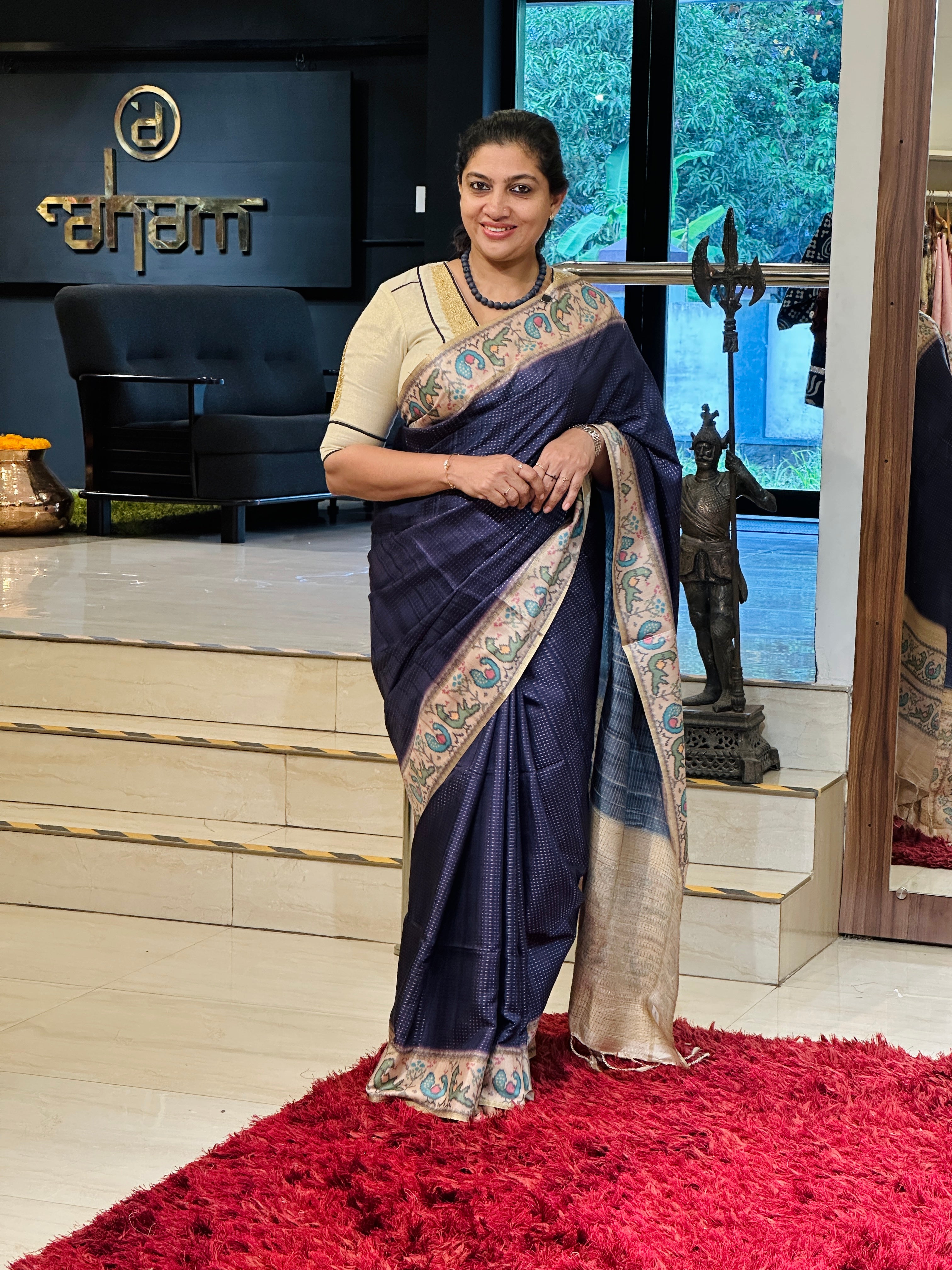 Ikat Printed Semi Tussar Saree | SSN282