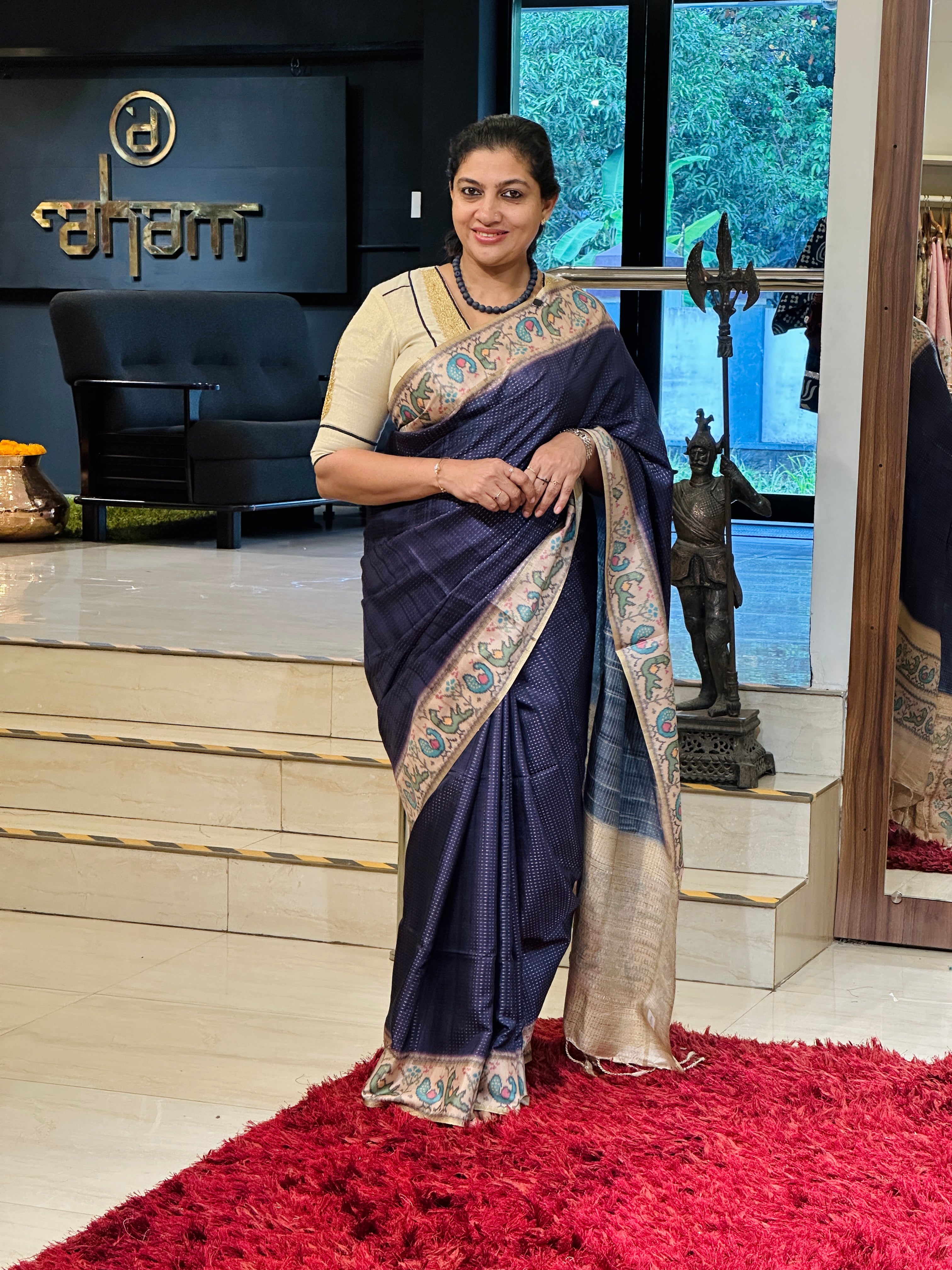 Ikat Printed Semi Tussar Saree | SSN282