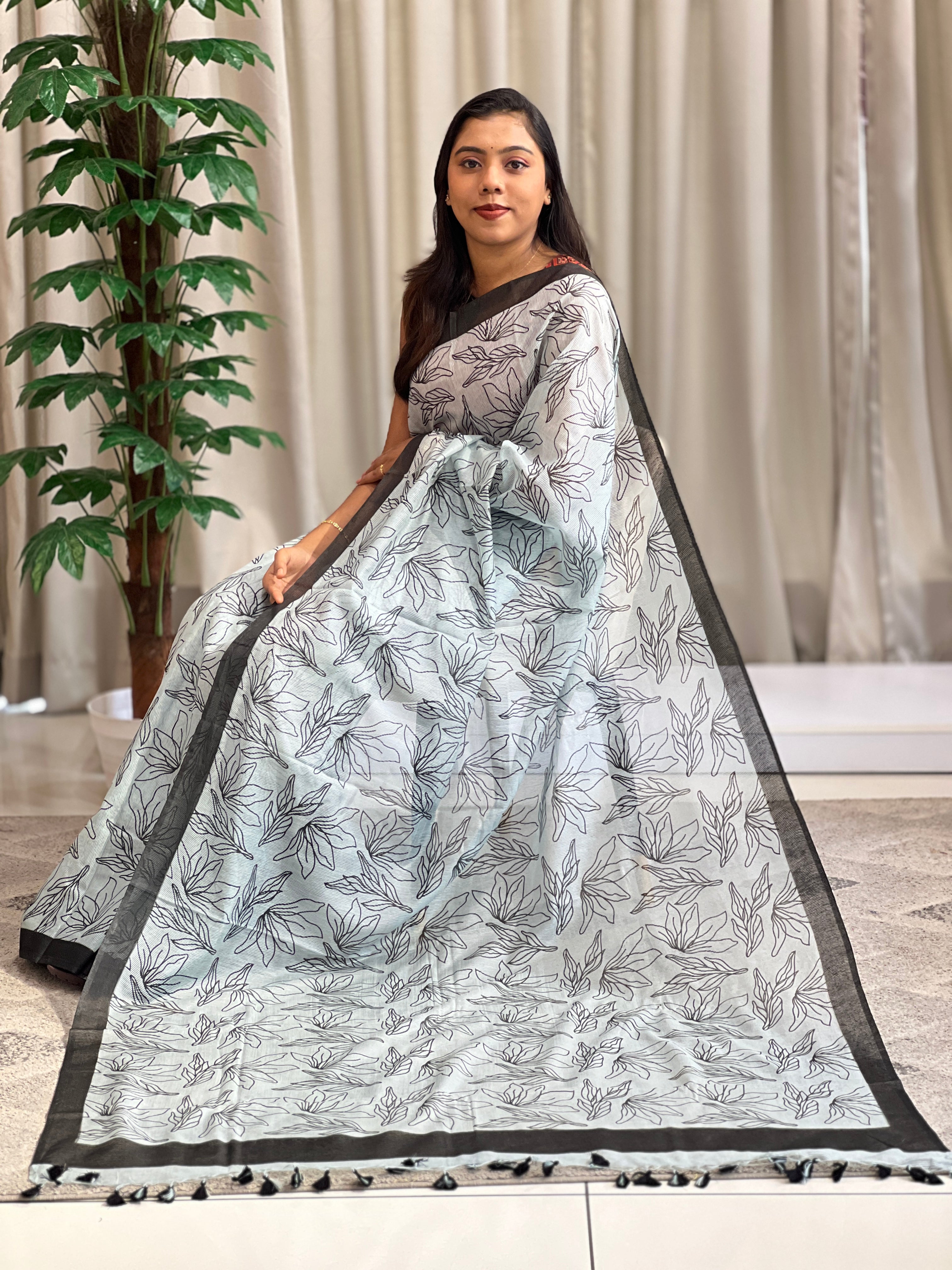 Floral Printed Pattern Supernet Kota Saree | SS1472