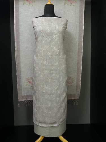 Cross Stitch Embroidery Linen Salwar Set |  MS831