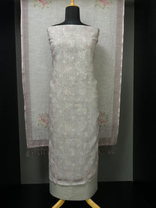 Cross Stitch Embroidery Linen Salwar Set |  MS831