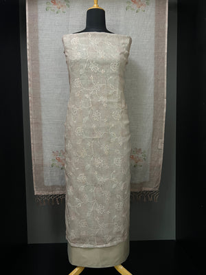 Cross Stitch Embroidery Linen Salwar Set |  MS833