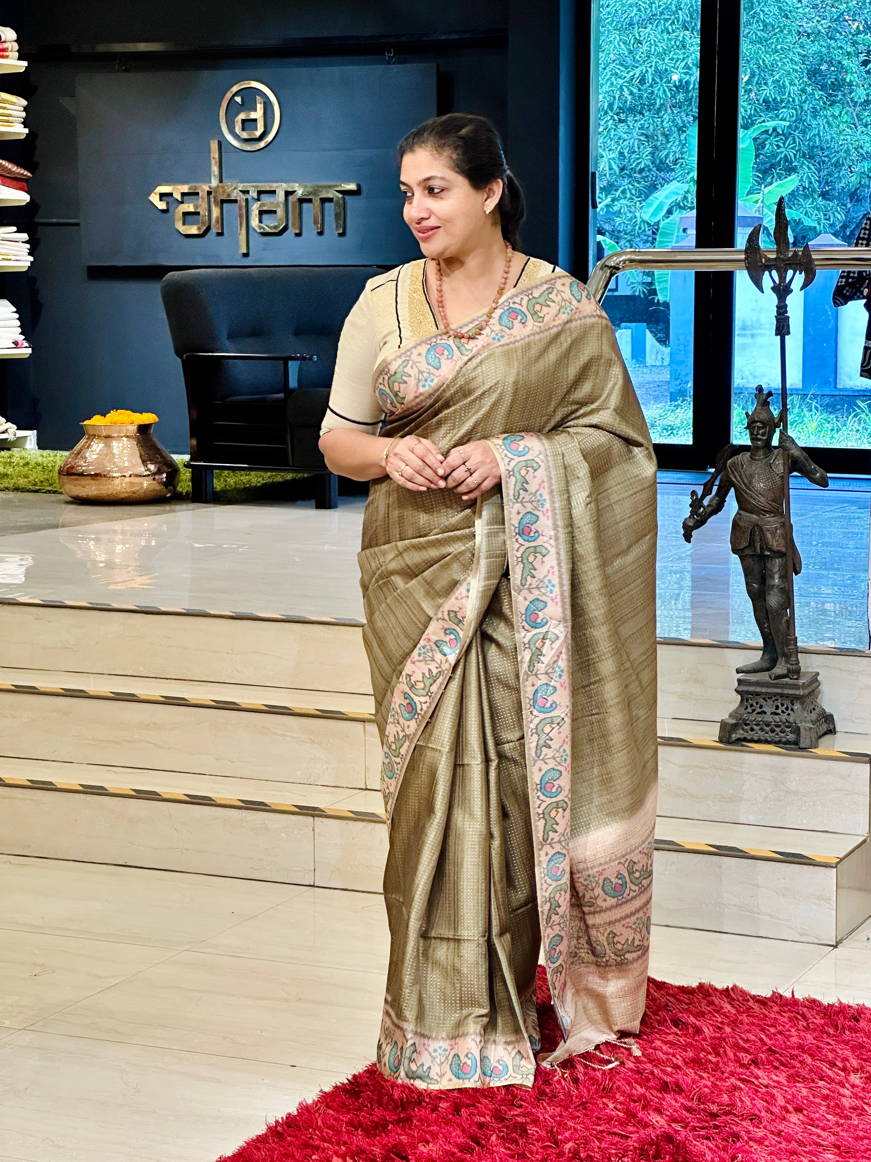 Ikat Printed Semi Tussar Saree | SSN281