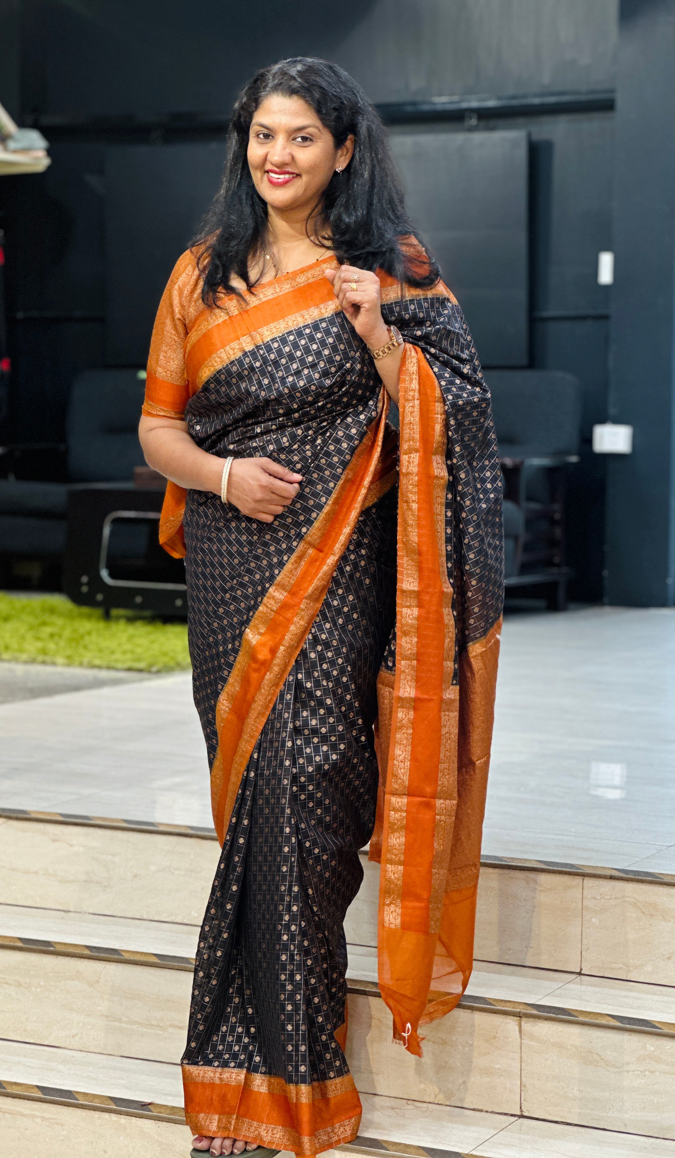Check Pattern Semi Silk Saree | ZSS583