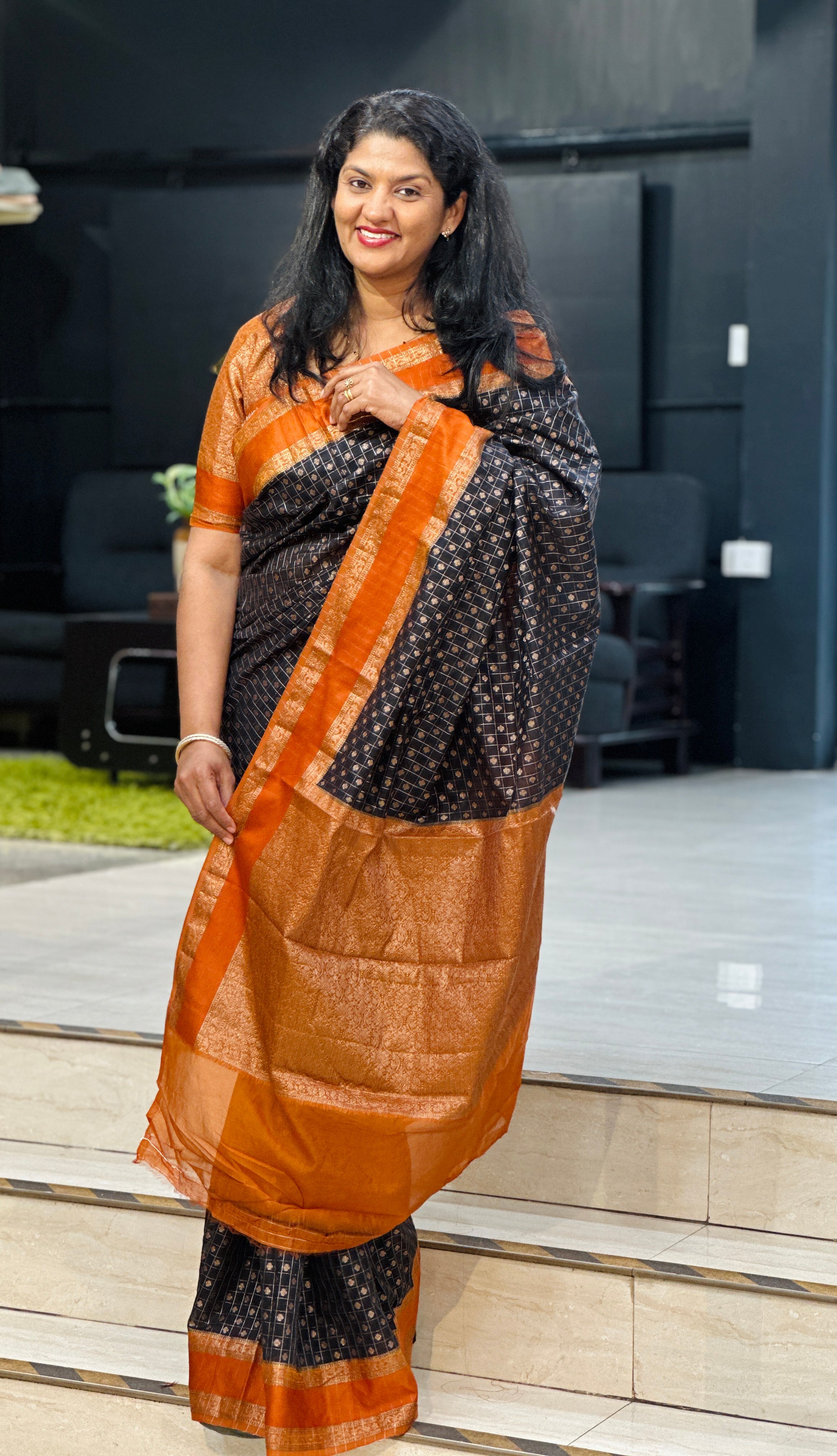 Check Pattern Semi Silk Saree | ZSS583