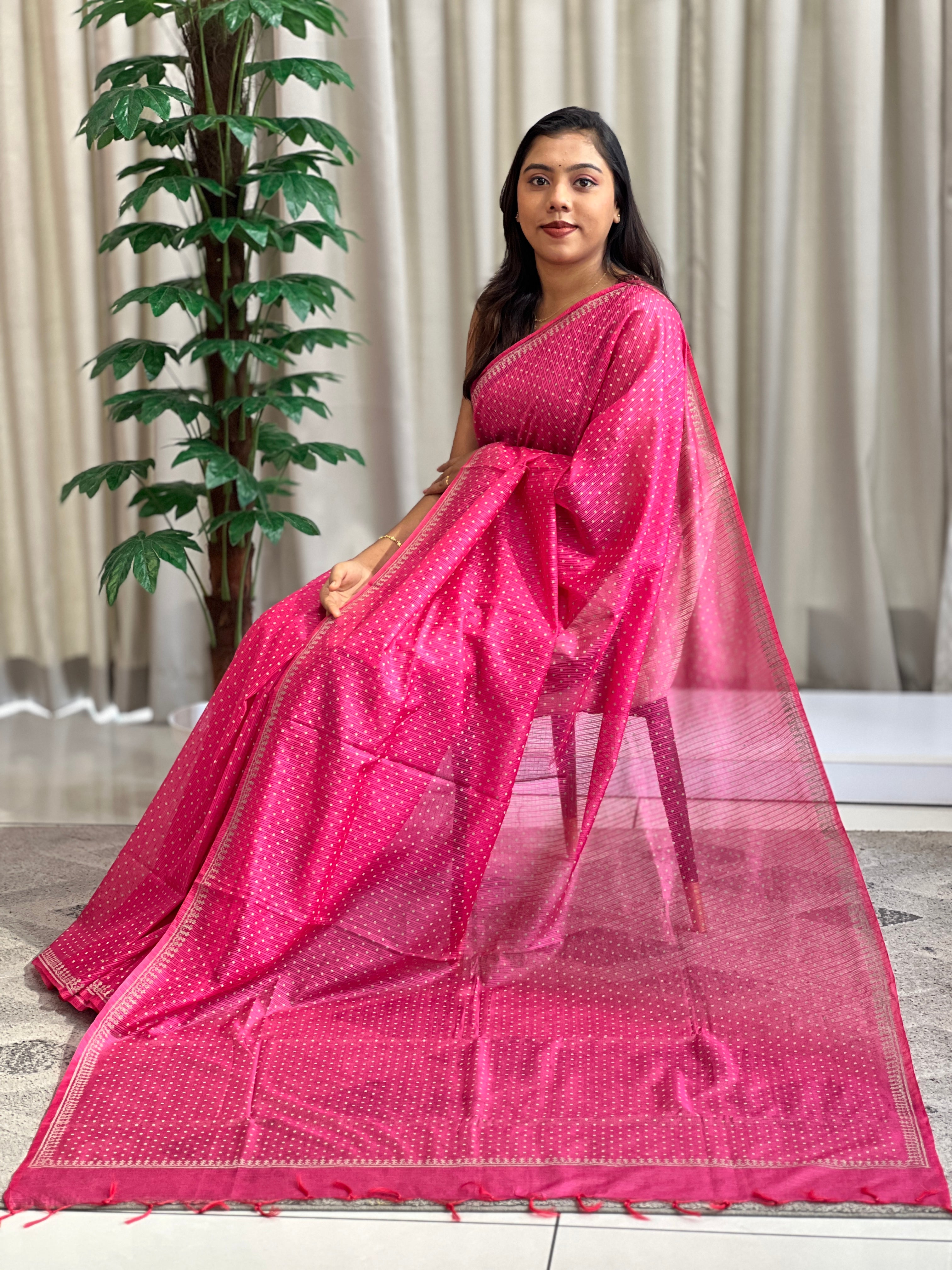 Polka Dots Pattern Supernet Kota Saree | SS1481