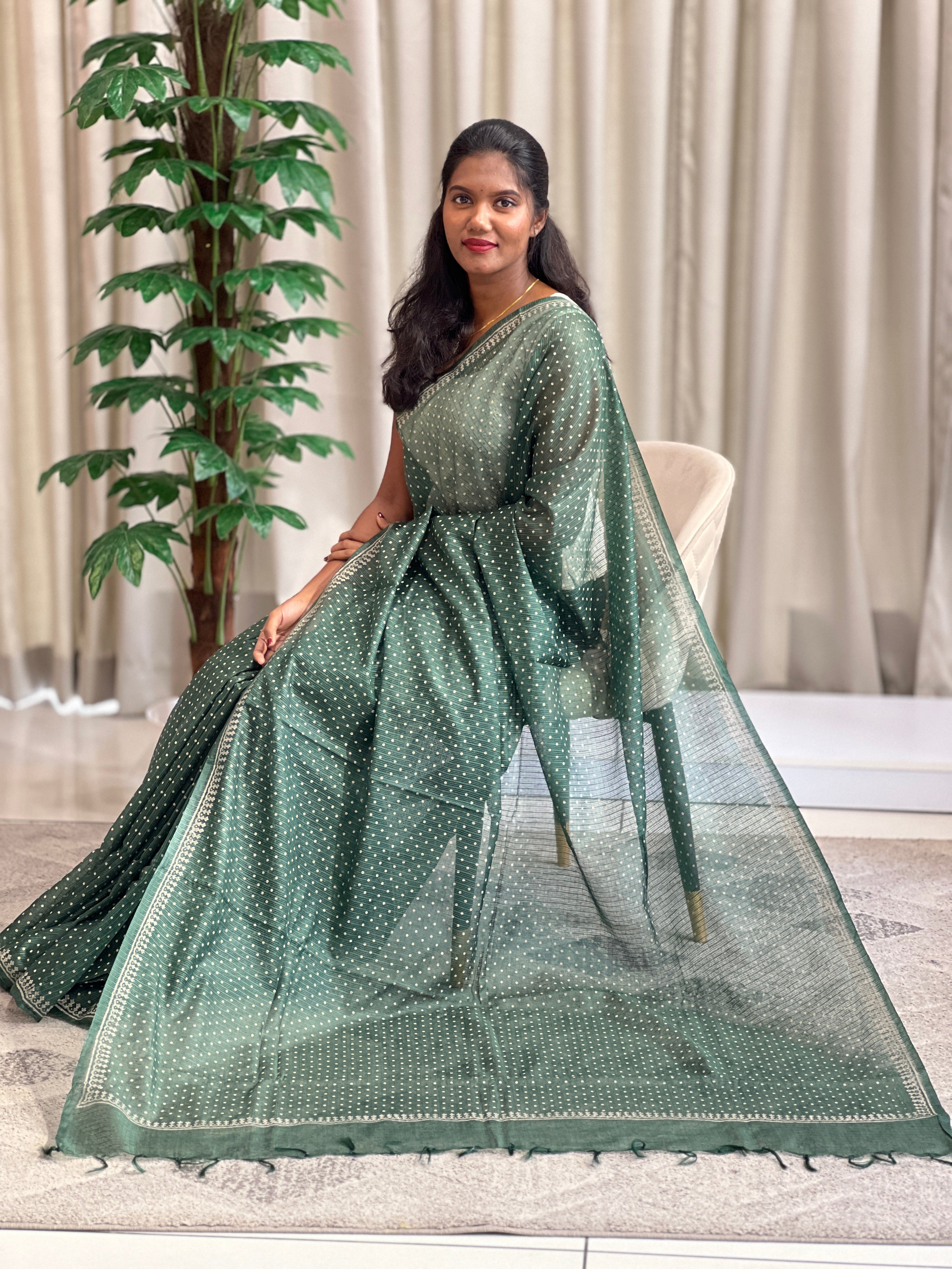 Polka Dots Pattern Supernet Kota Saree | SS1483