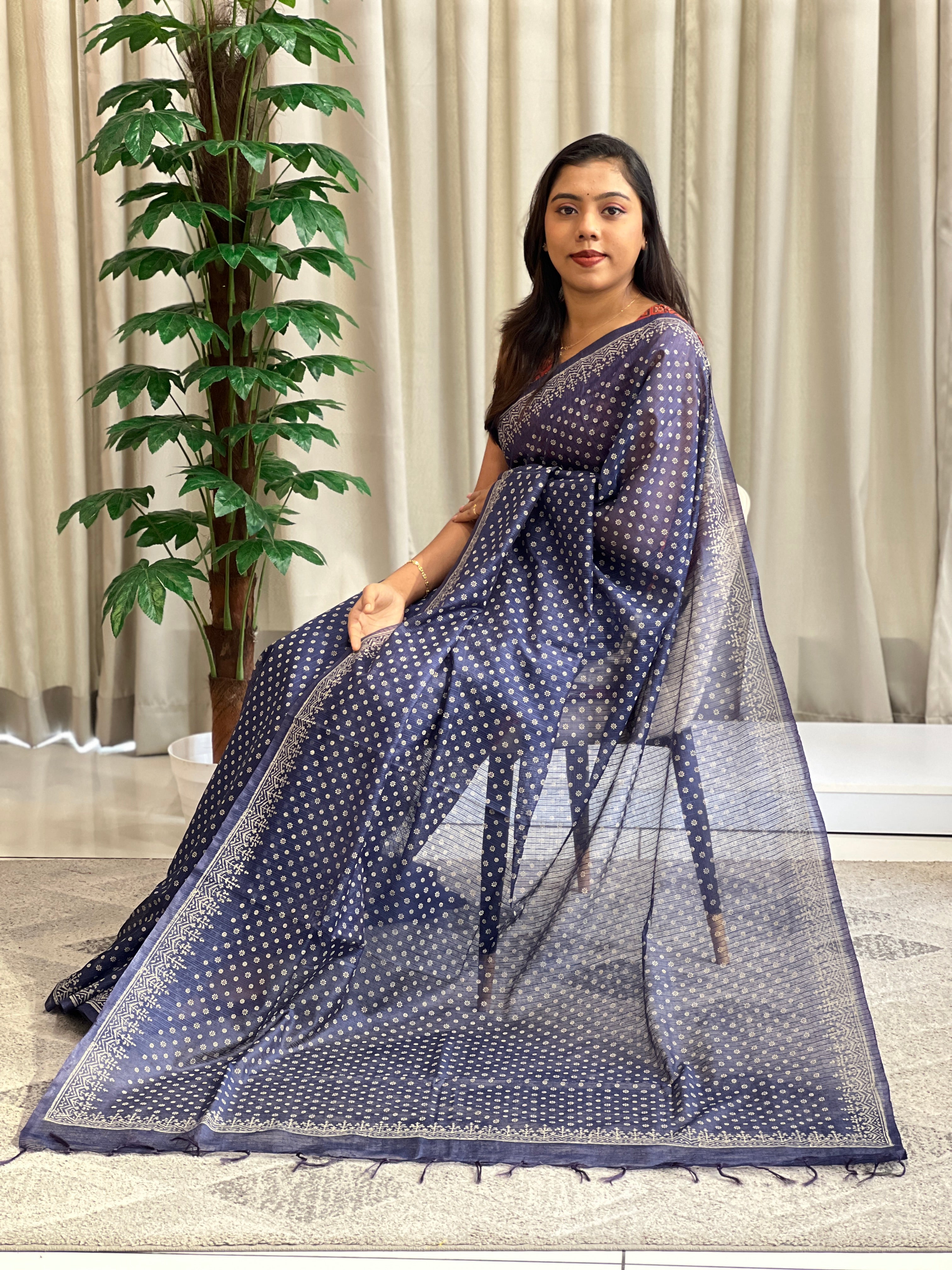Floral Printed Pattern Supernet Kota Saree | SS1479