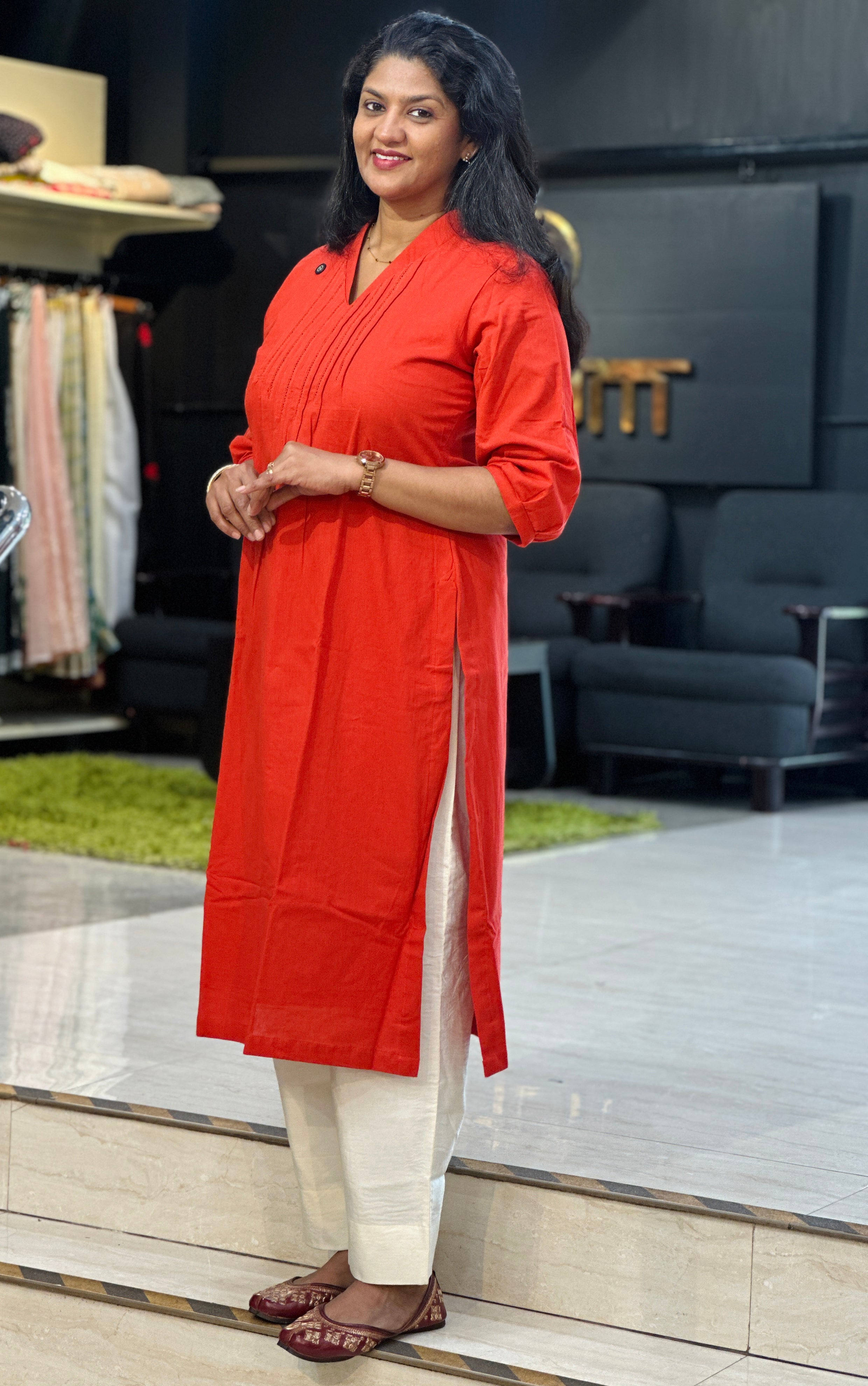 Solid Pattern Cotton Kurta | SV306