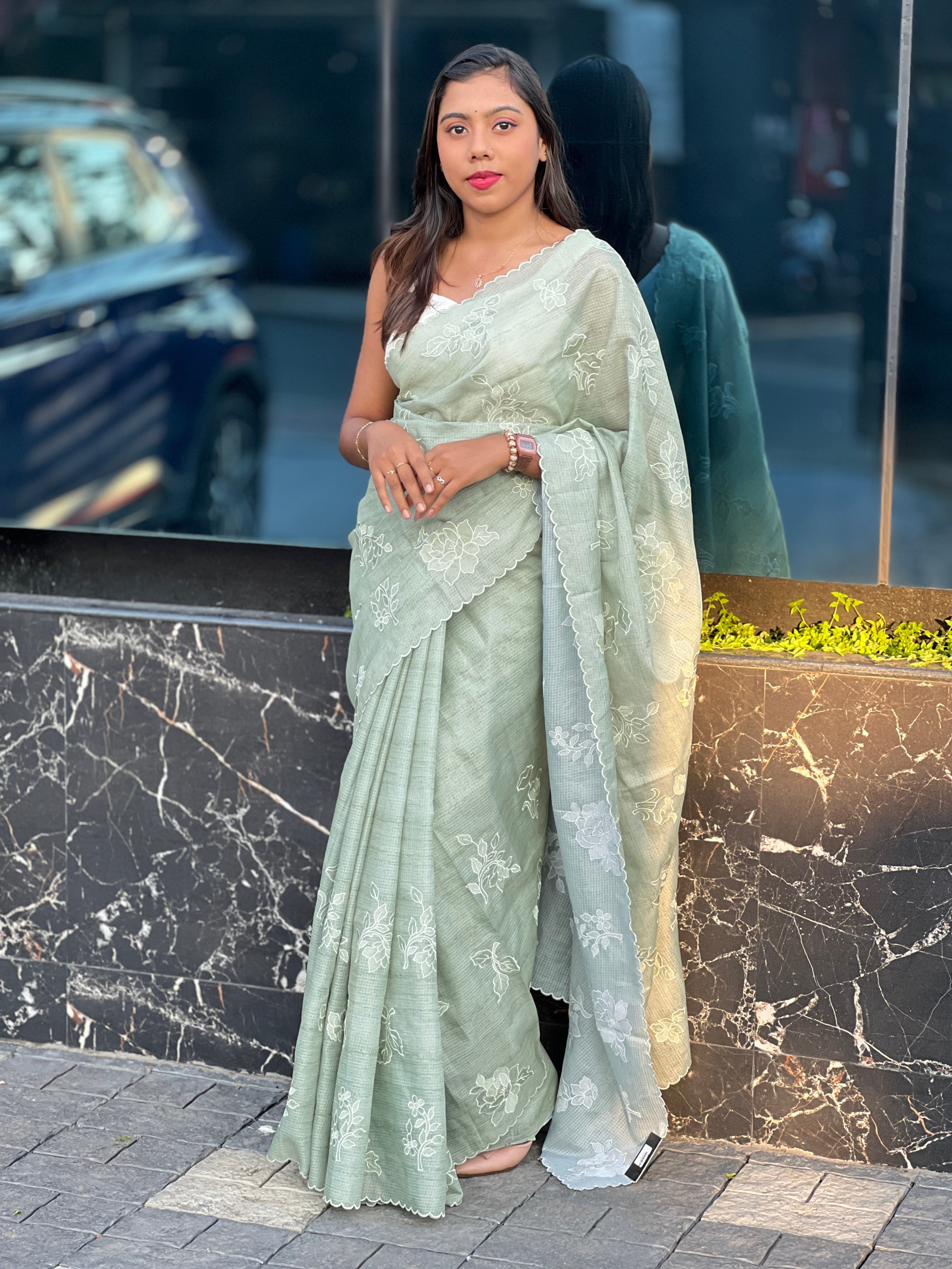 Floral Embroidery Detailed Kota Saree | BLD2064