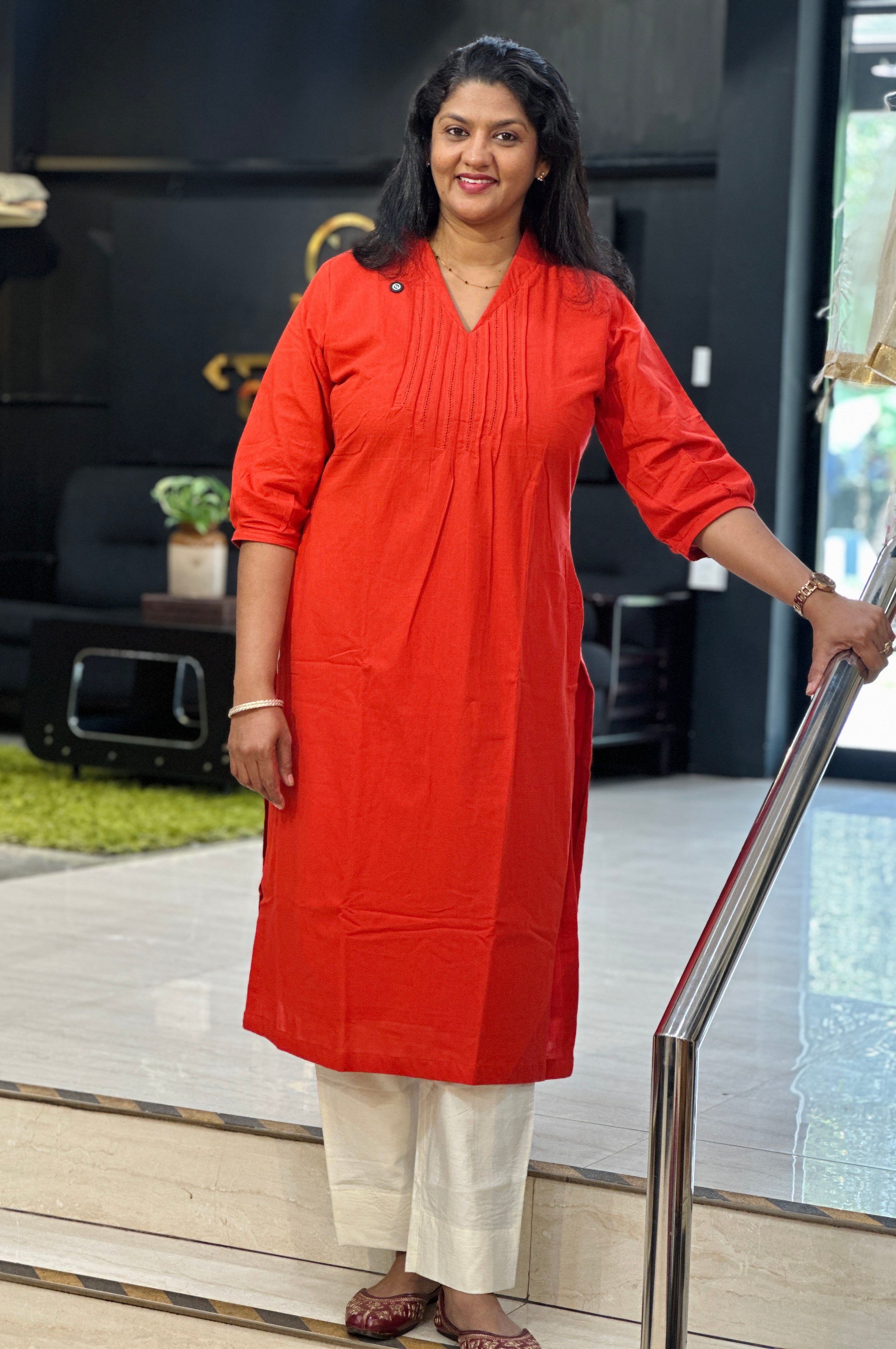 Solid Pattern Cotton Kurta | SV306