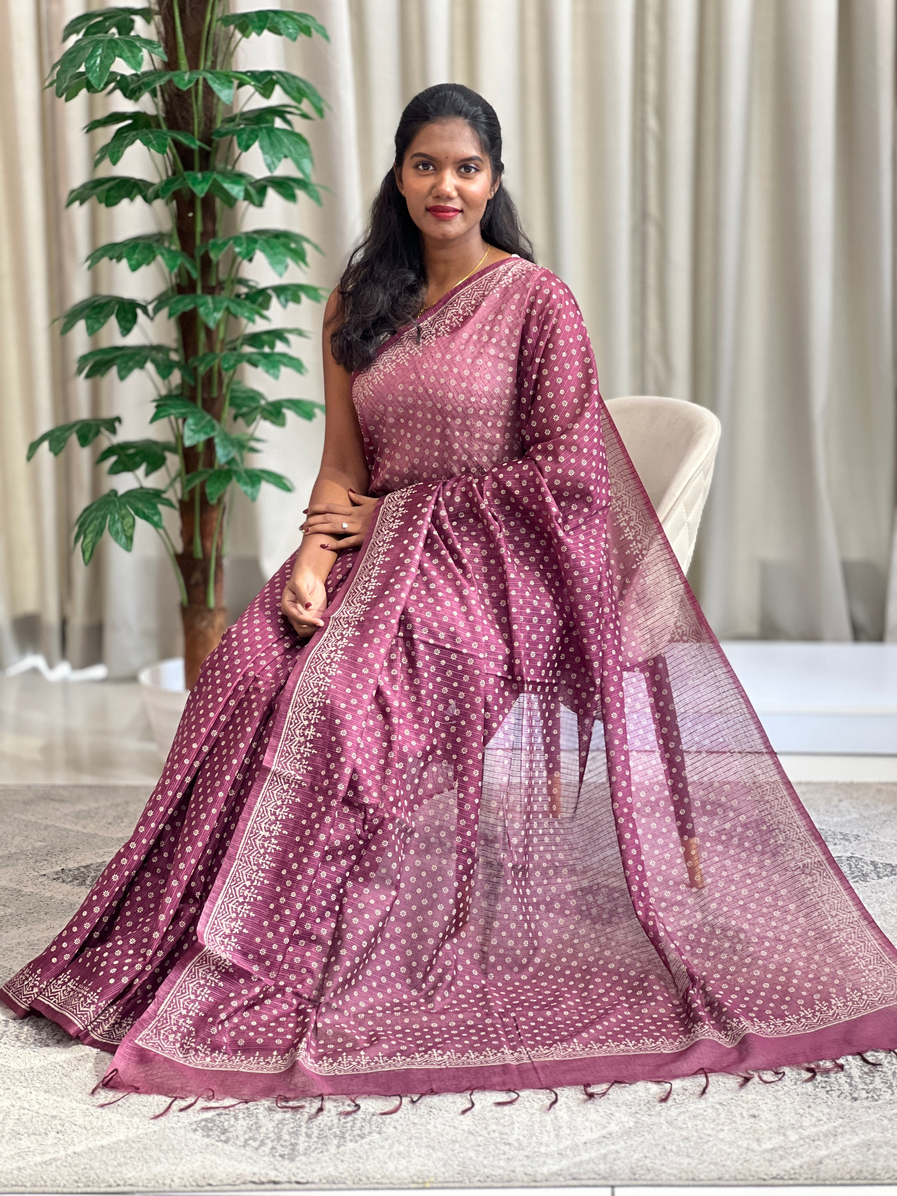 Floral Printed Pattern Supernet Kota Saree | SS1477