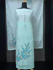 Hand Embroidery Detailing With Printe Silky Kota Salwar Set | BLD1065
