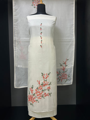 Hand Embroidery Detailing With Printe Silky Kota Salwar Set | BLD1064