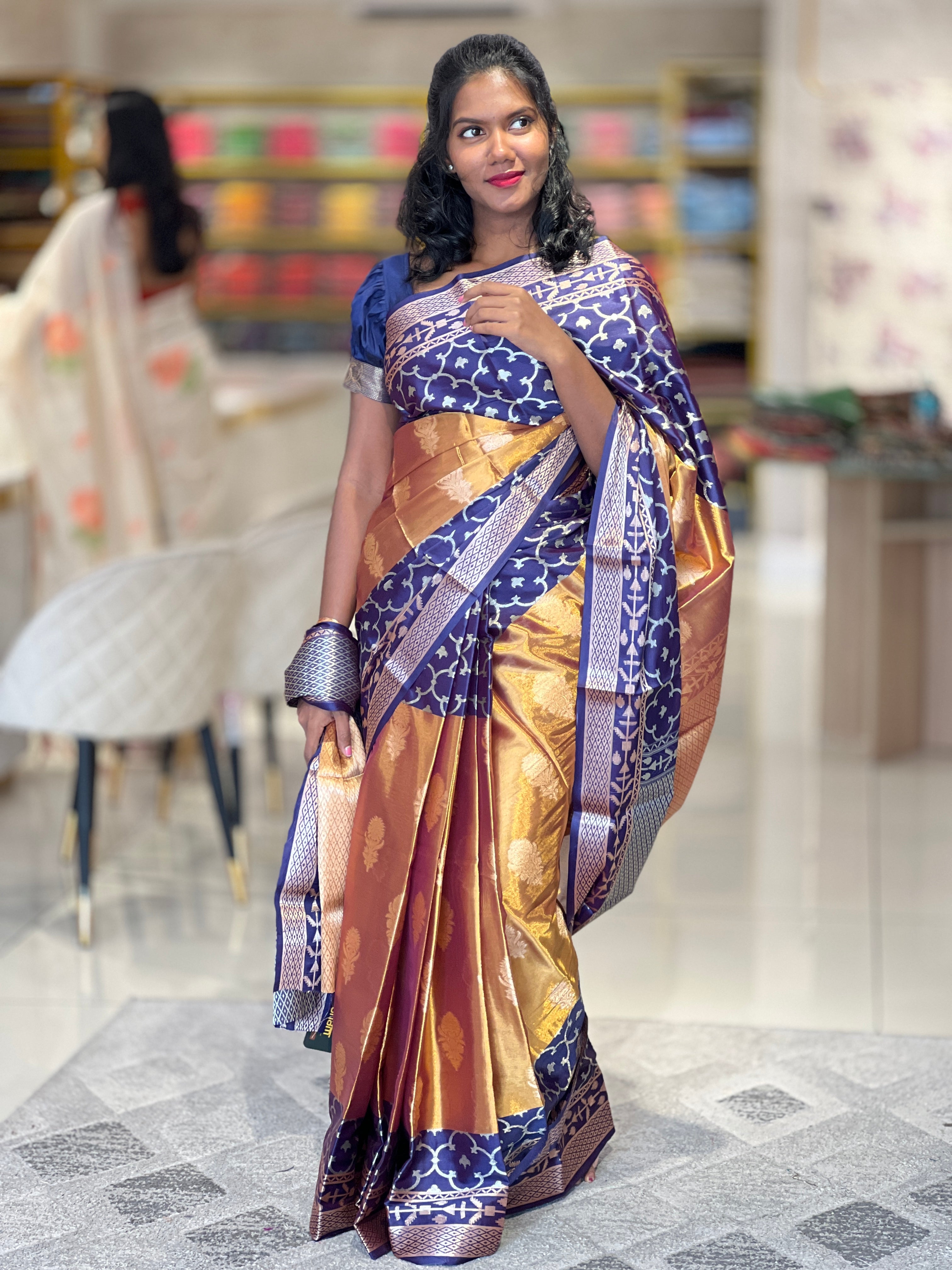 Floral Pattern Tissue Saree | NN277