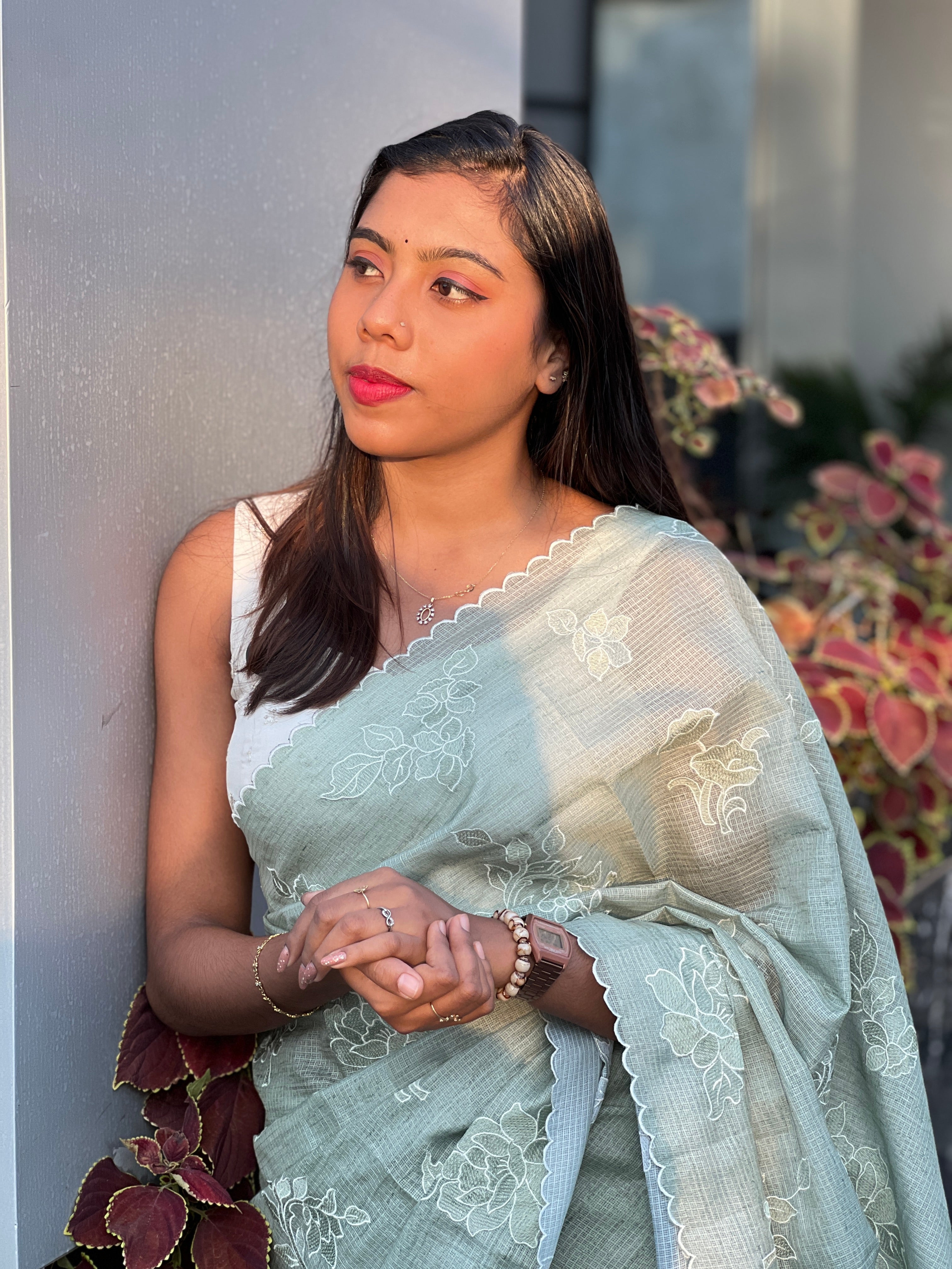 Floral Embroidery Detailed Kota Saree | BLD2064