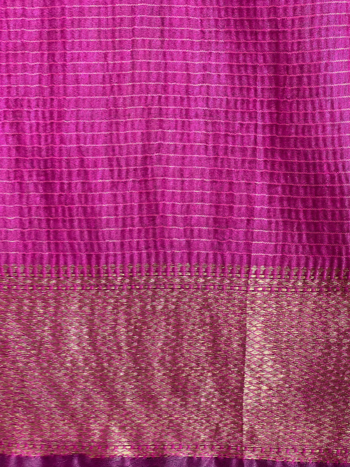 Check Pattern Bhagalpuri Linen Saree | NHH650