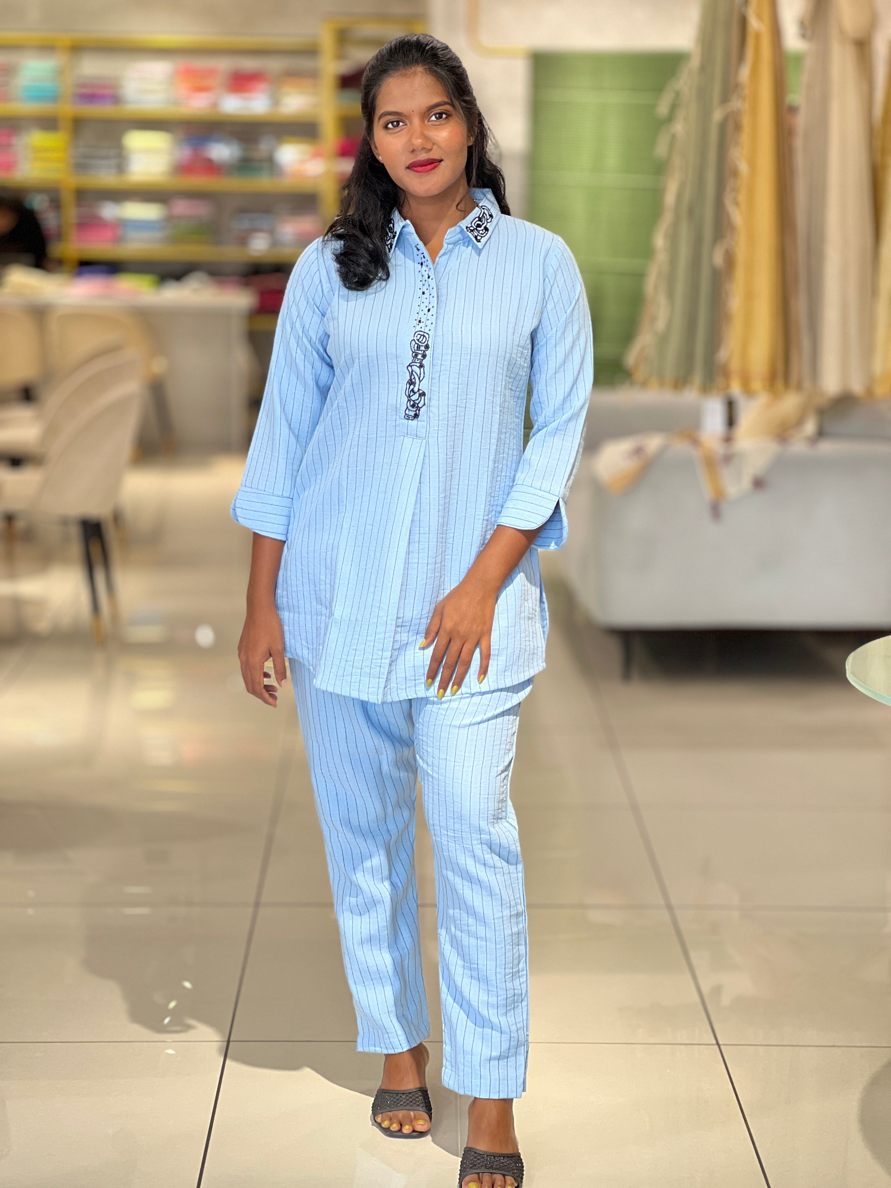 Stripe Patterned Cotton Cord Set | YOC133