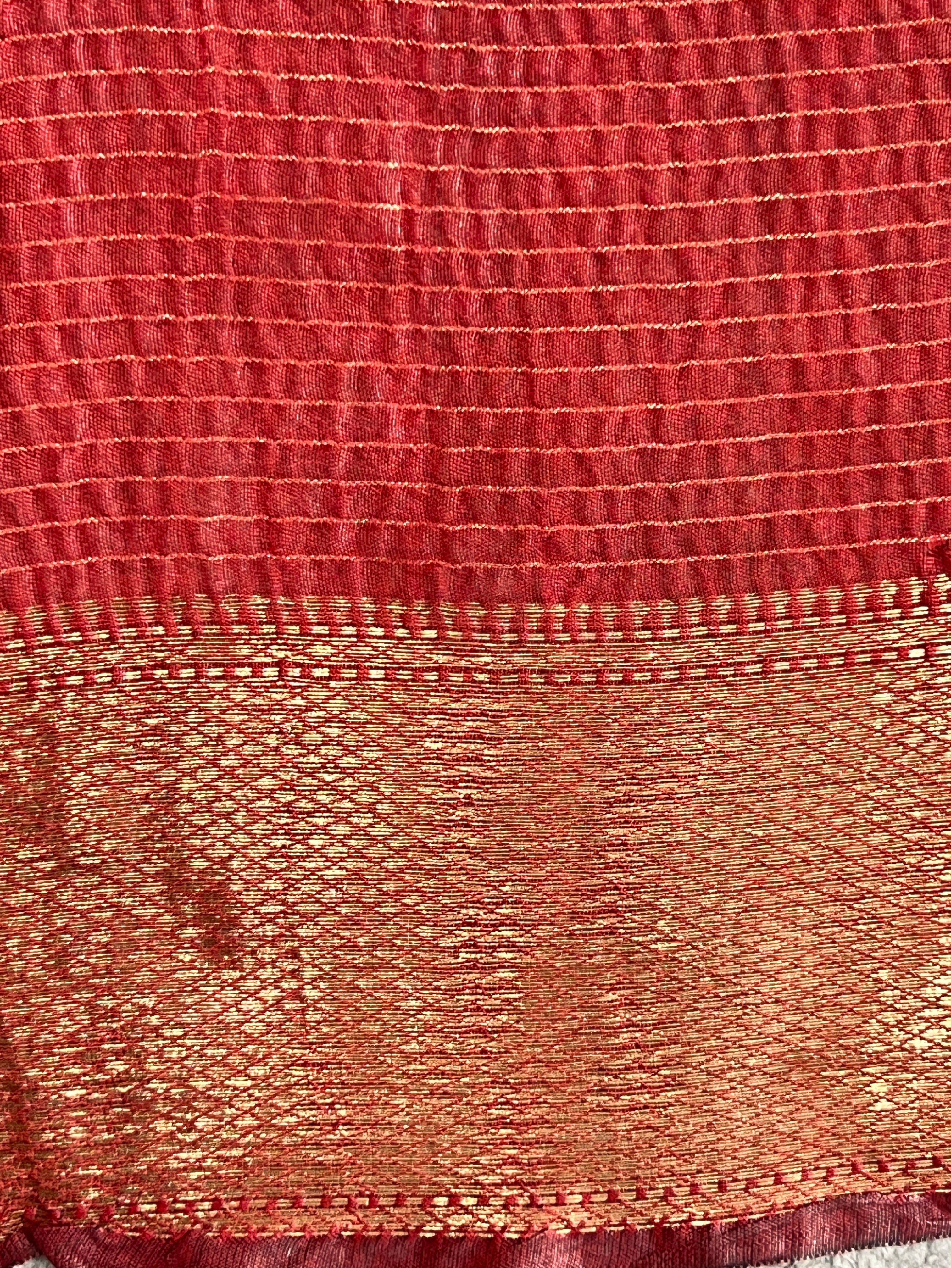 Check Pattern Bhagalpuri Linen Saree | NHH648
