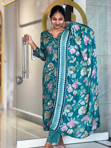 Floral Printed Rayon Kurta Set | FW192