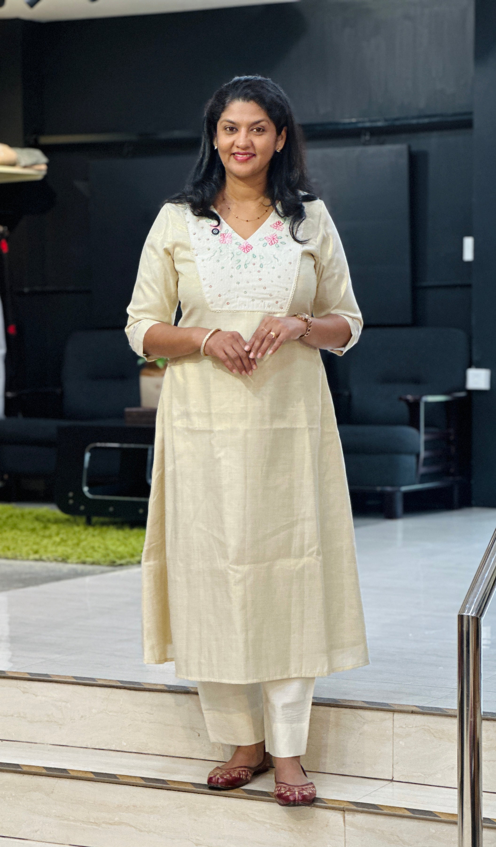 Embroidered Tissue A Line Kurta | DN817