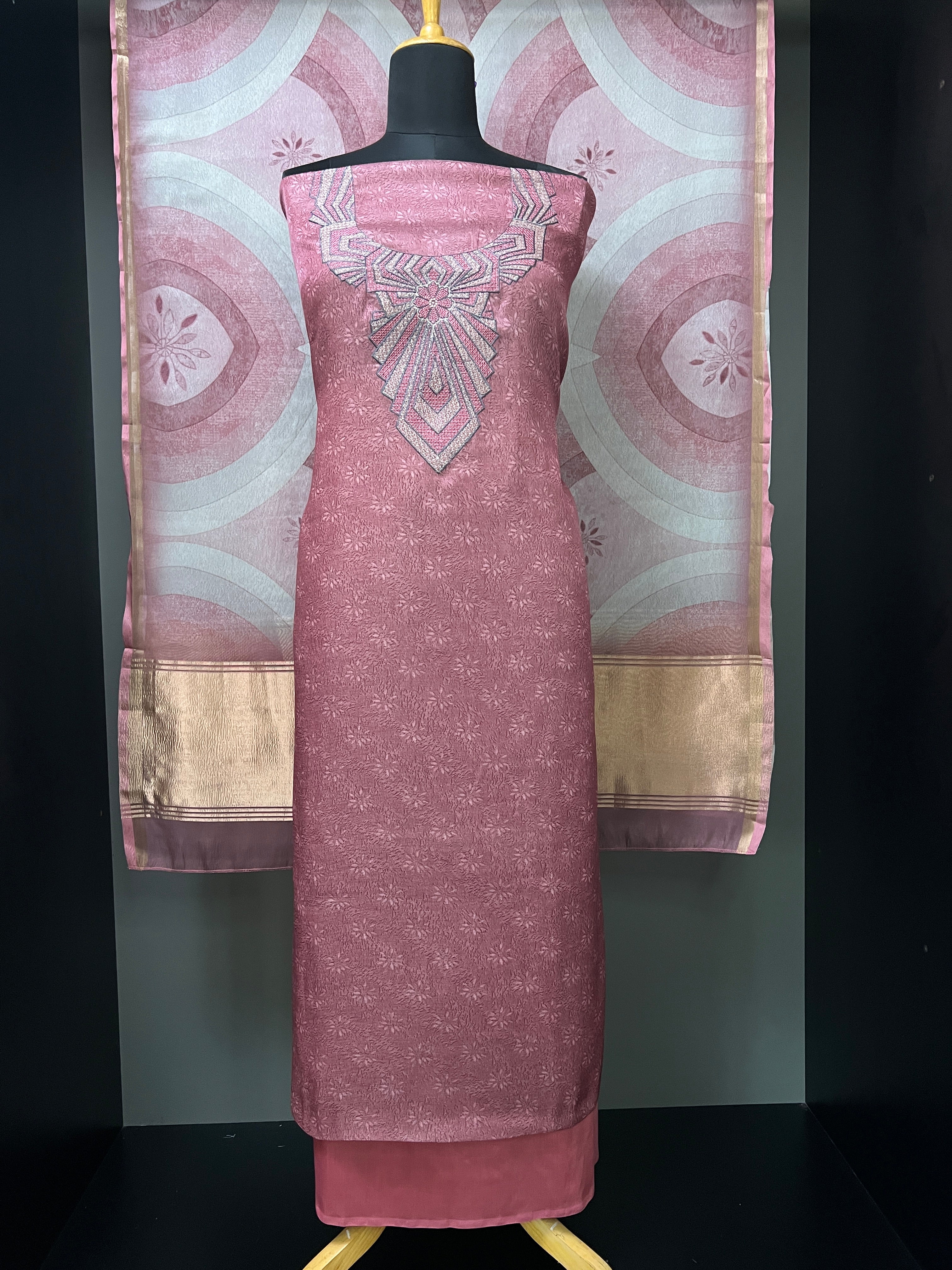 Machine Embroidery Organza Salwar Set | SUN134