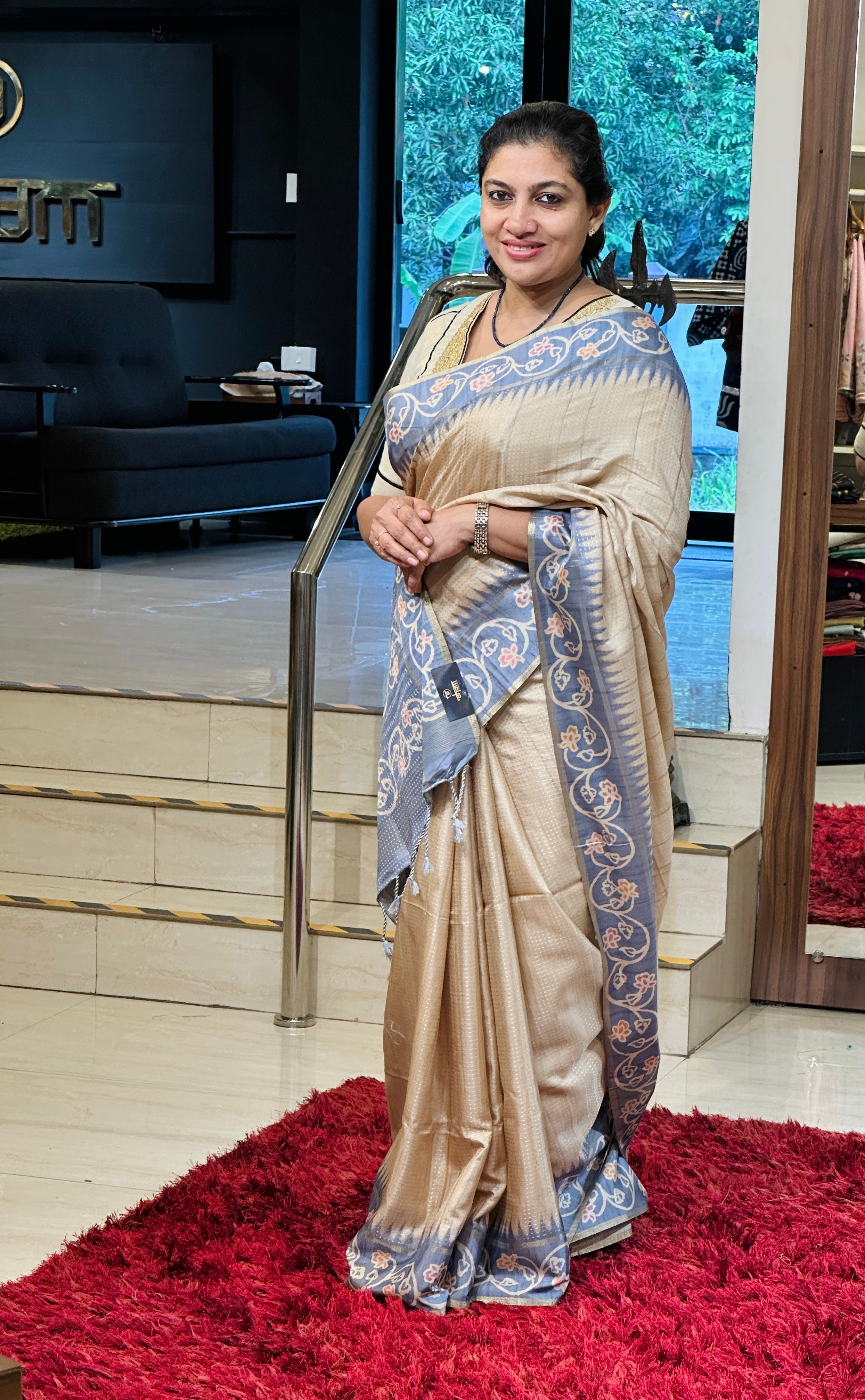 Batik Printed Semi Tussar Saree | SSN287