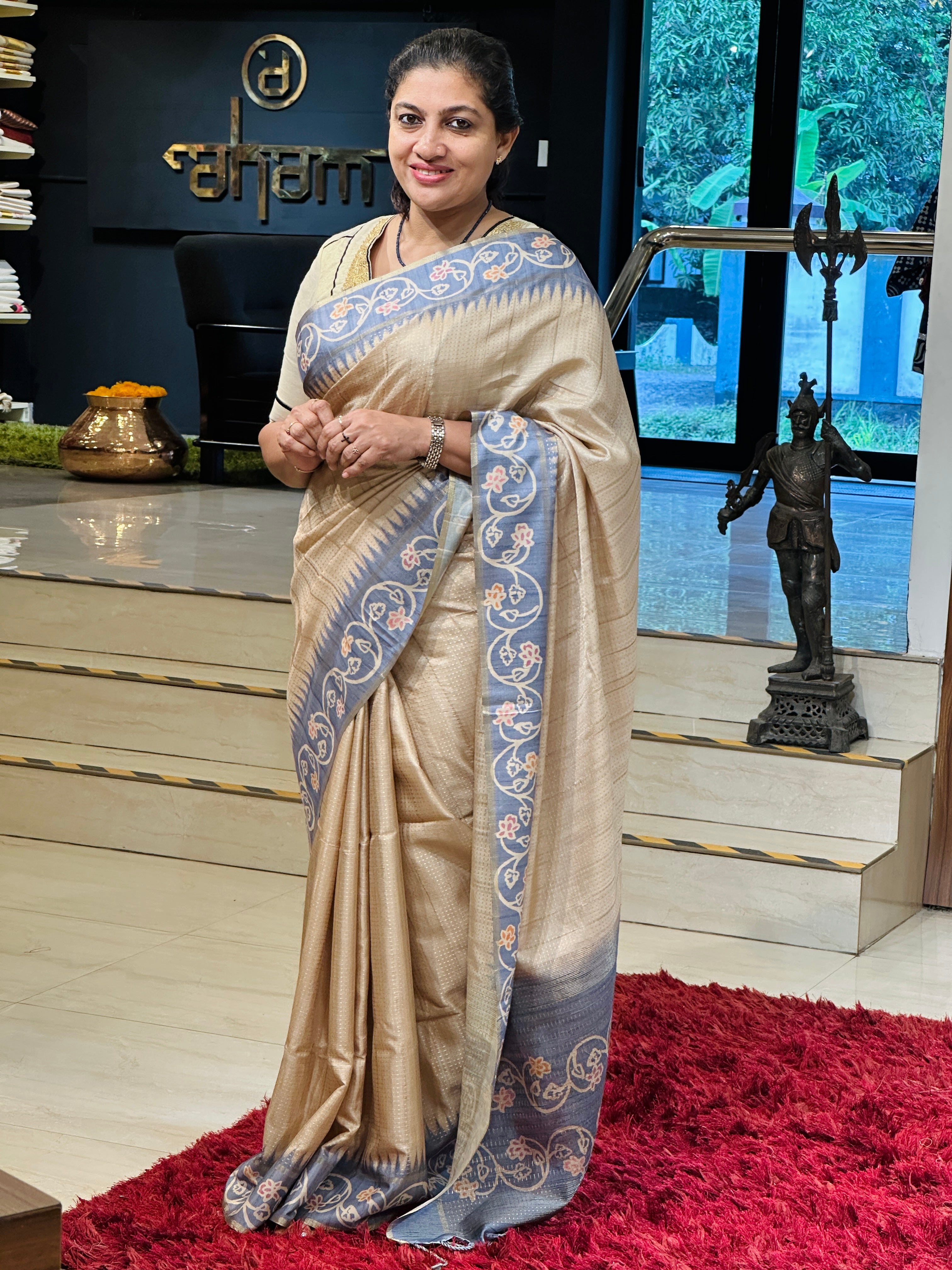 Batik Printed Semi Tussar Saree | SSN287