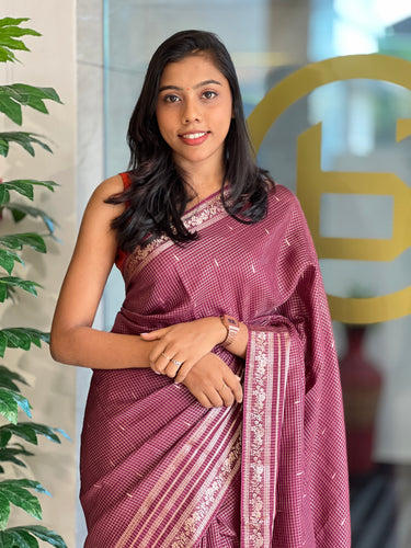 Check Pattern Banarasi Silk Saree | NN279