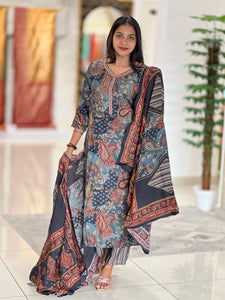 Bagru Printed Muslin Finish Kurta Set | FW179