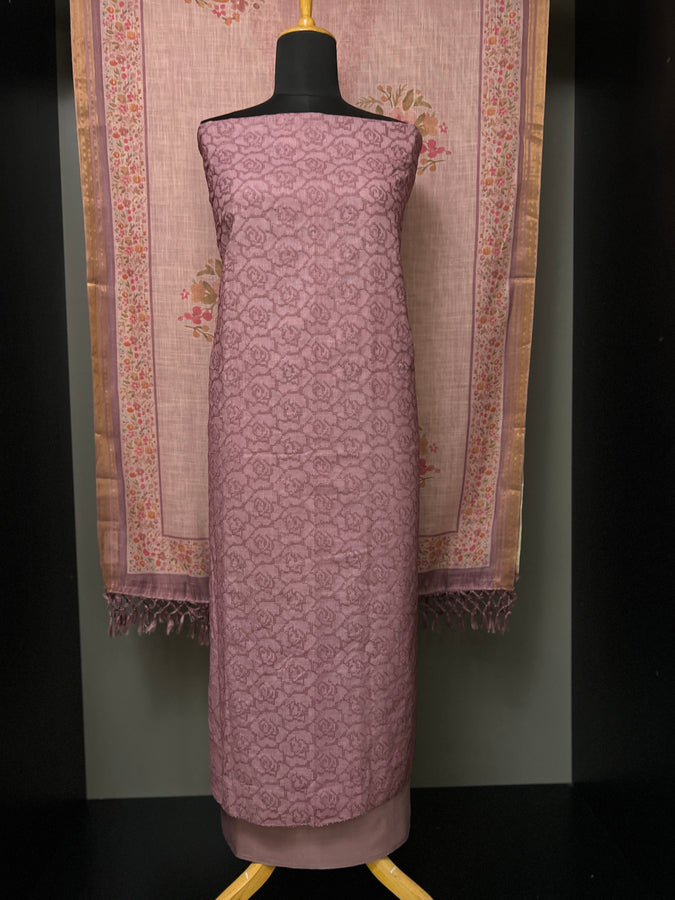 Machine Embroidery Linen Salwar Set | MS819