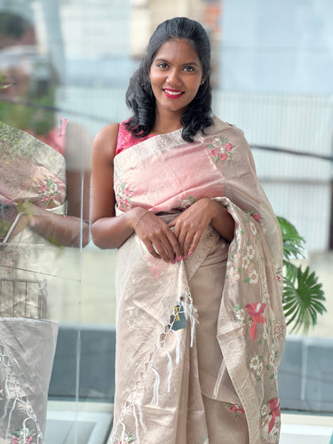 Computerized Machine Embroidery Tissue Organza Saree | SHC202