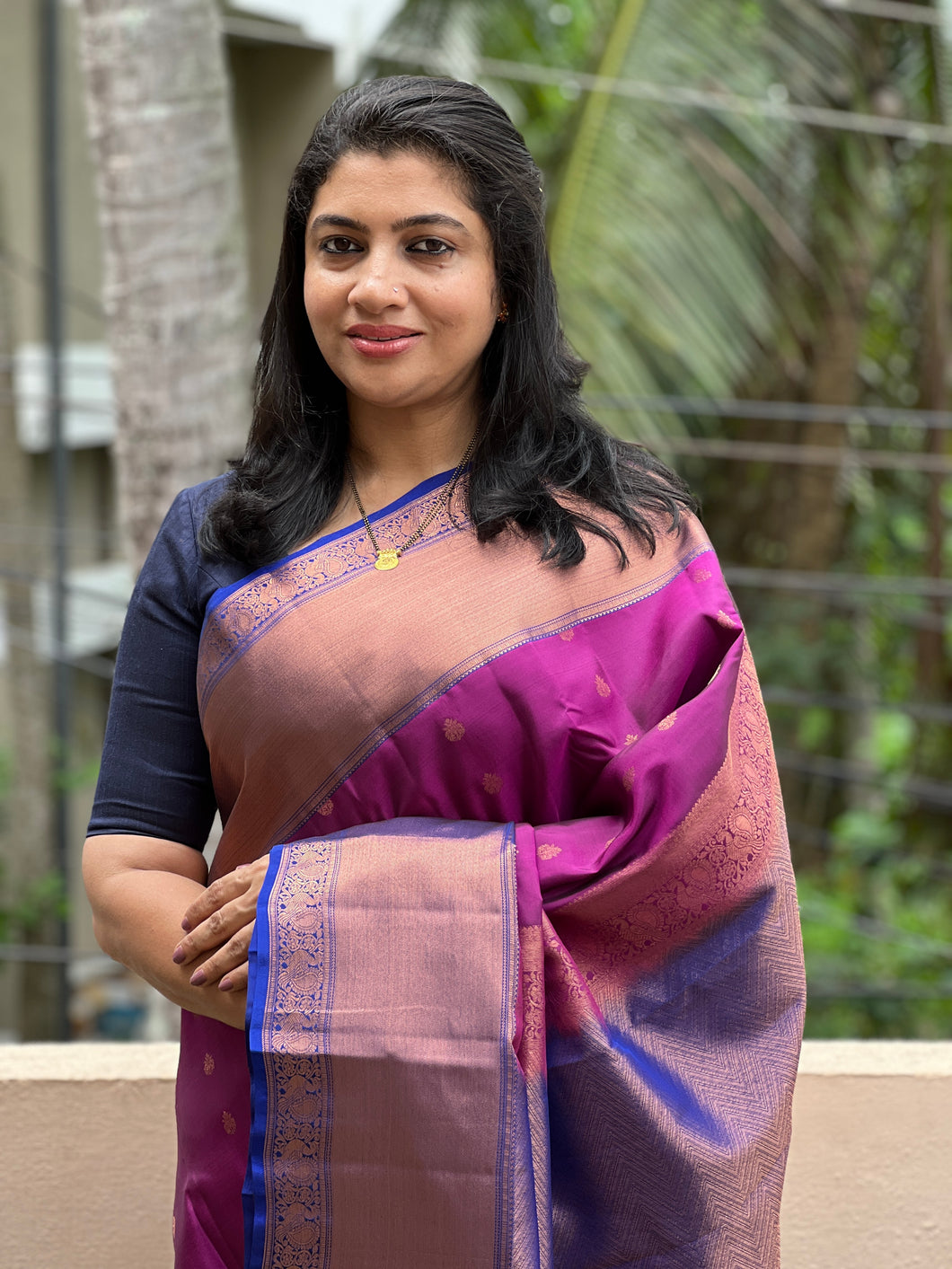 Traditional Border Detail Pure Silk Saree | AT126