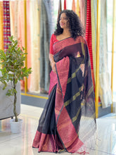 Banarasi Weaved Border Linen Finish Saree | RP690