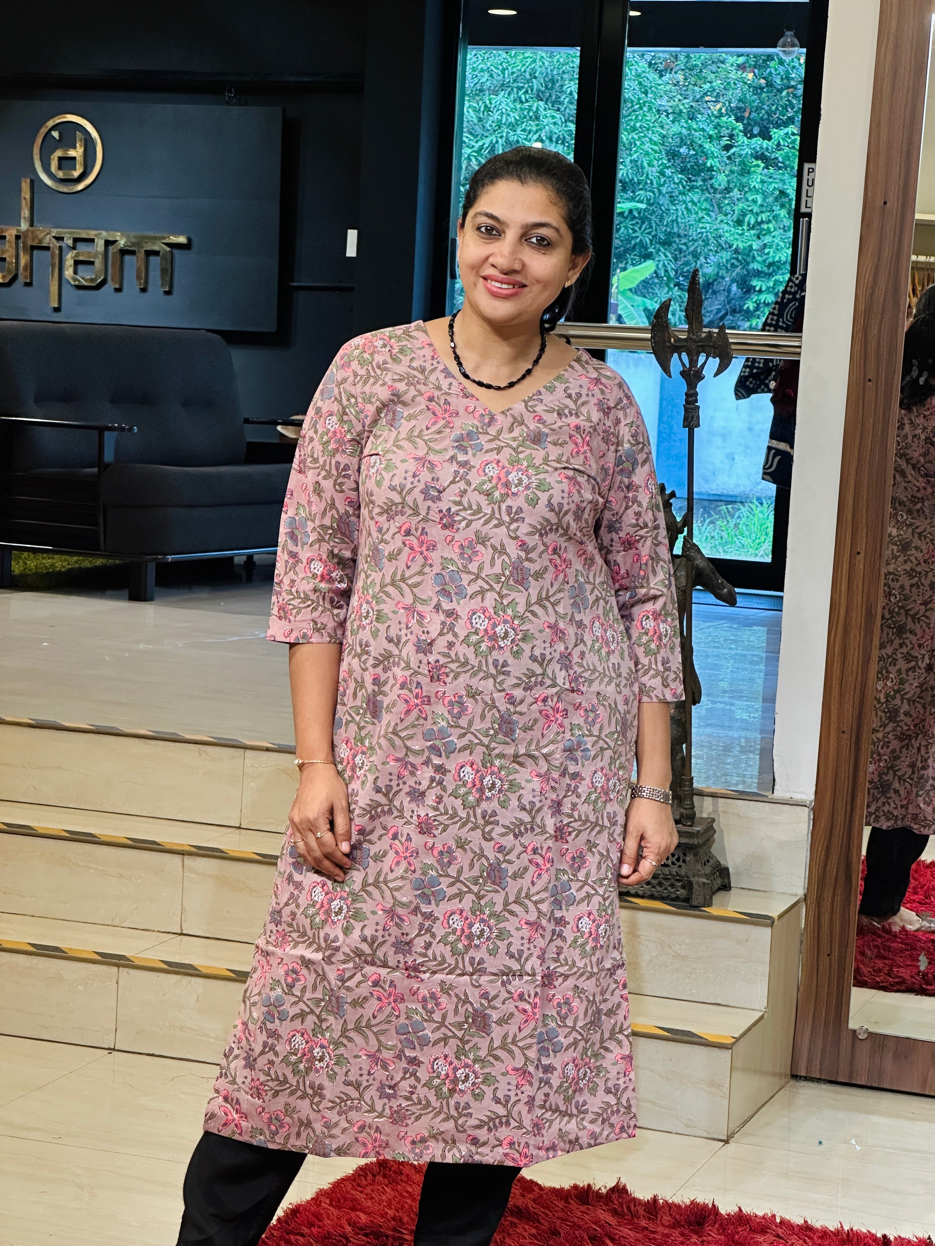 Print Detailed Cotton Kurta | DNT793