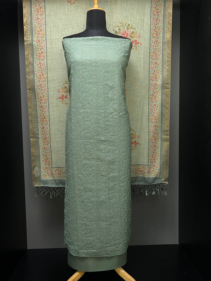 Machine Embroidery Linen Salwar Set  | MS821