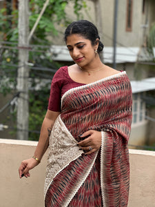 Ikat Inspired Printed Chanderi Finish Saree | DVS120