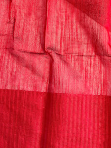 Contrast Temple Border Detailed Bhagalpuri Linen Saree | RP744