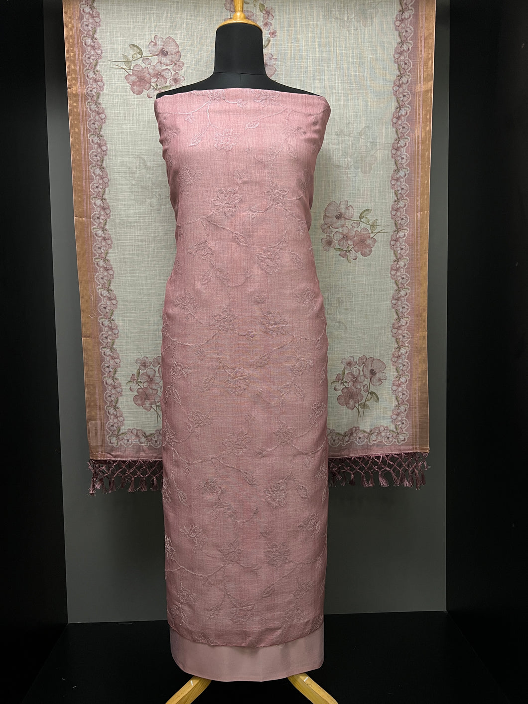 Machine Embroidery Linen Salwar Set | MS828