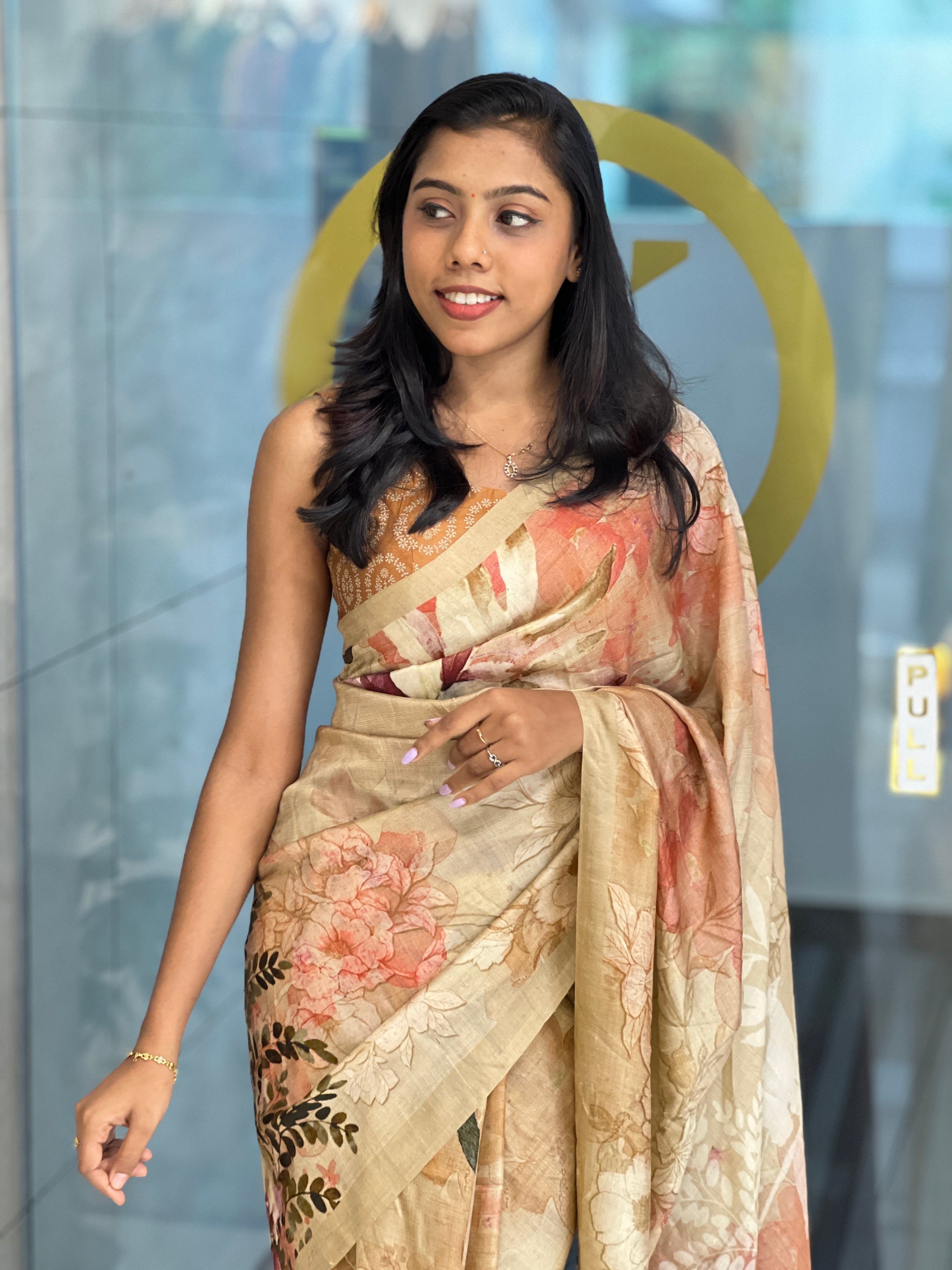Floral Printed Pattern Soft Silk  Saree | COC101