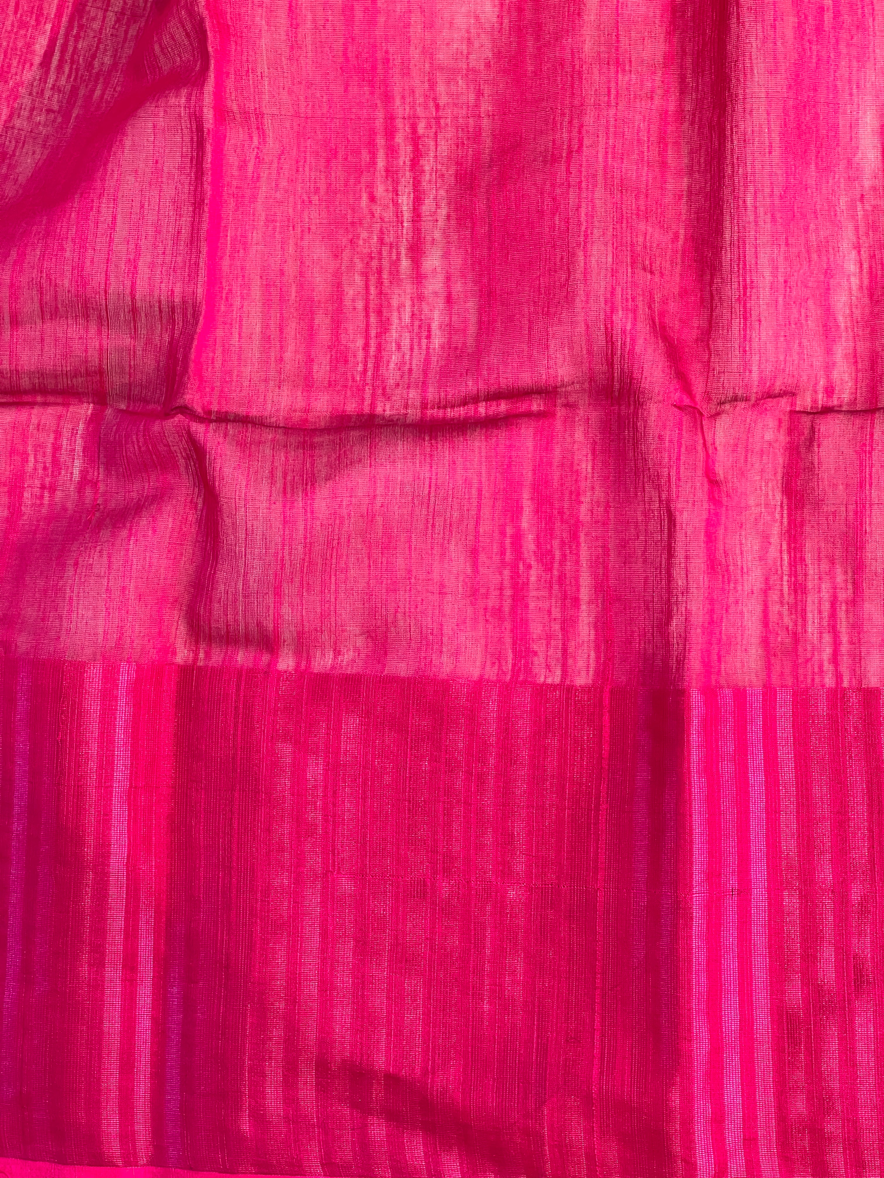 Contrast Temple Border Detailed Bhagalpuri Linen Saree | RP743
