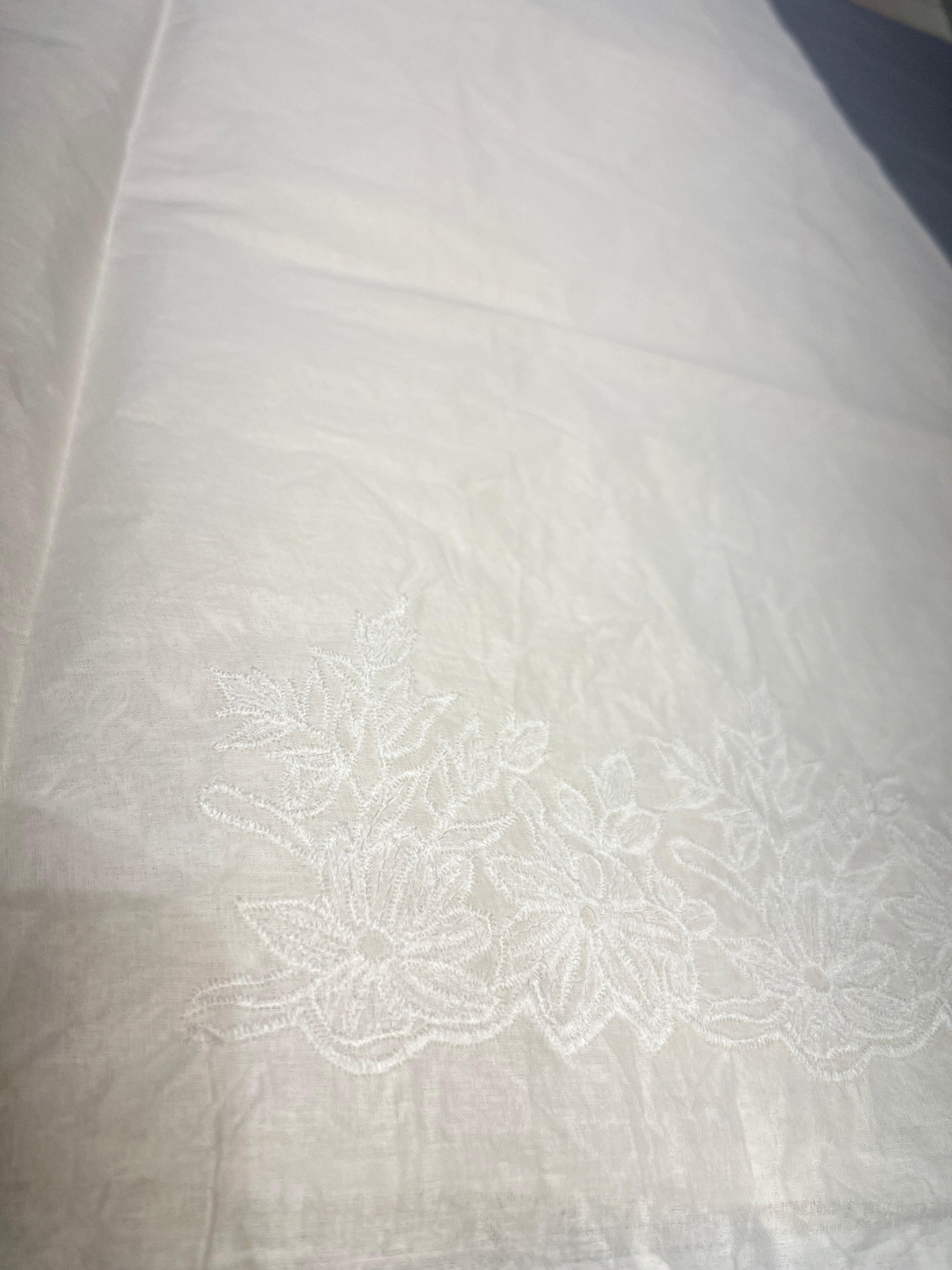 Embroidery Detailed Organdy Cotton Saree | VDA273