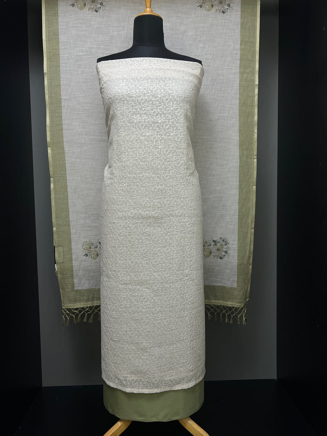 Cross Stitch Embroidery Linen Salwar Set | MS849