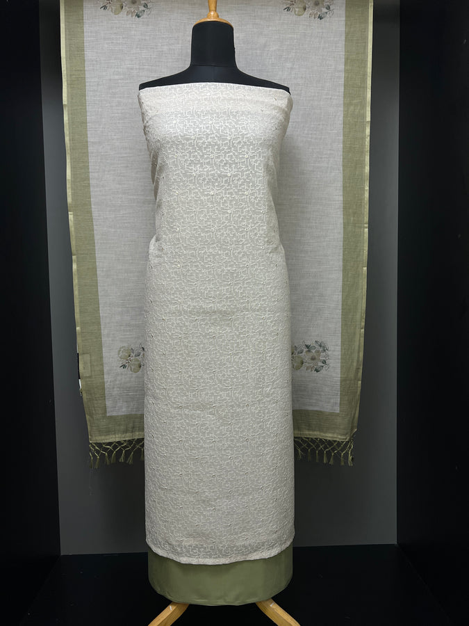 Cross Stitch Embroidery Linen Salwar Set | MS849