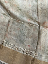 Floral Print & Cut Work Detailed Tussar Saree | COC105