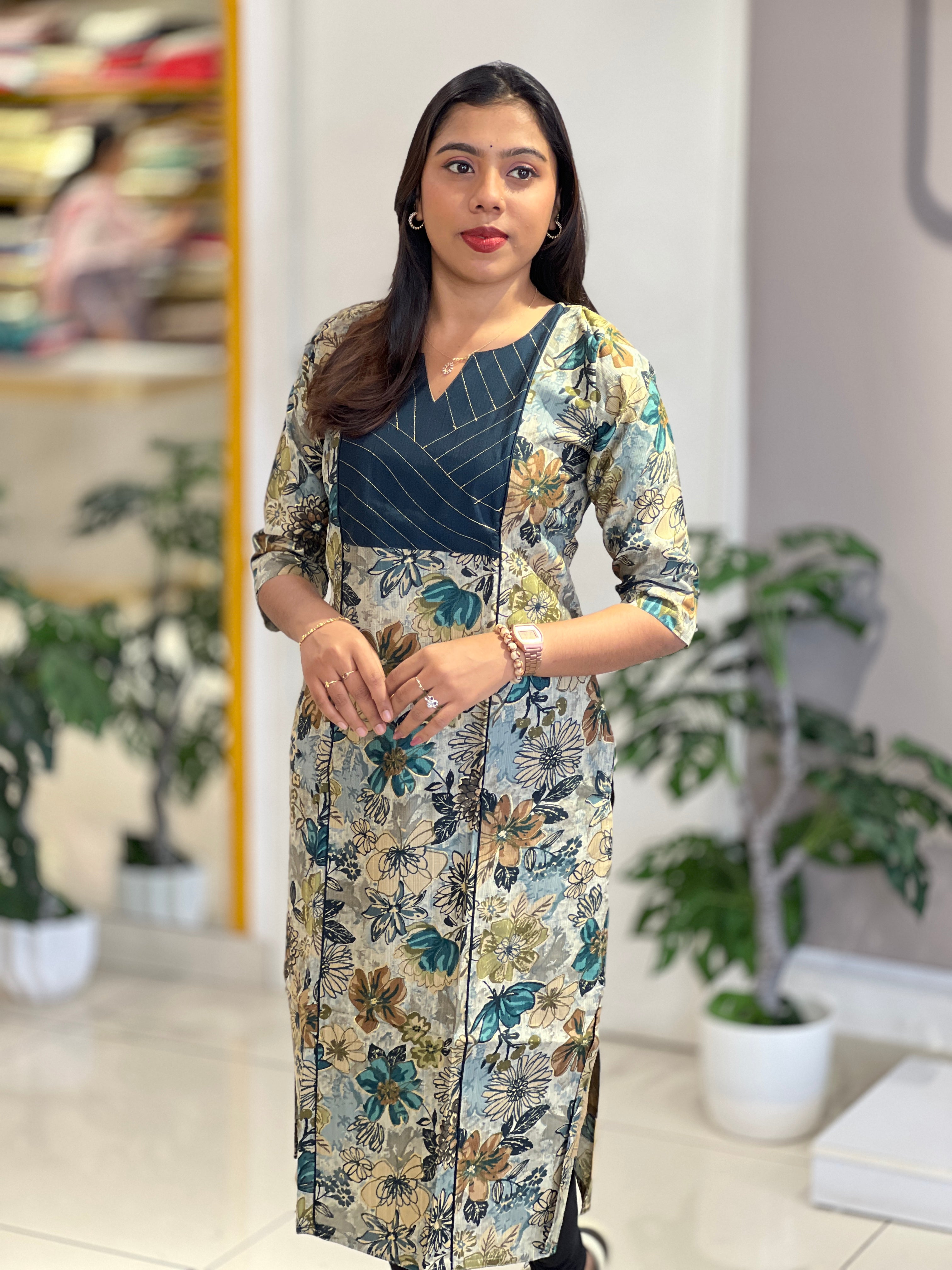 Floral Printed Rayon Kurta | MSN185
